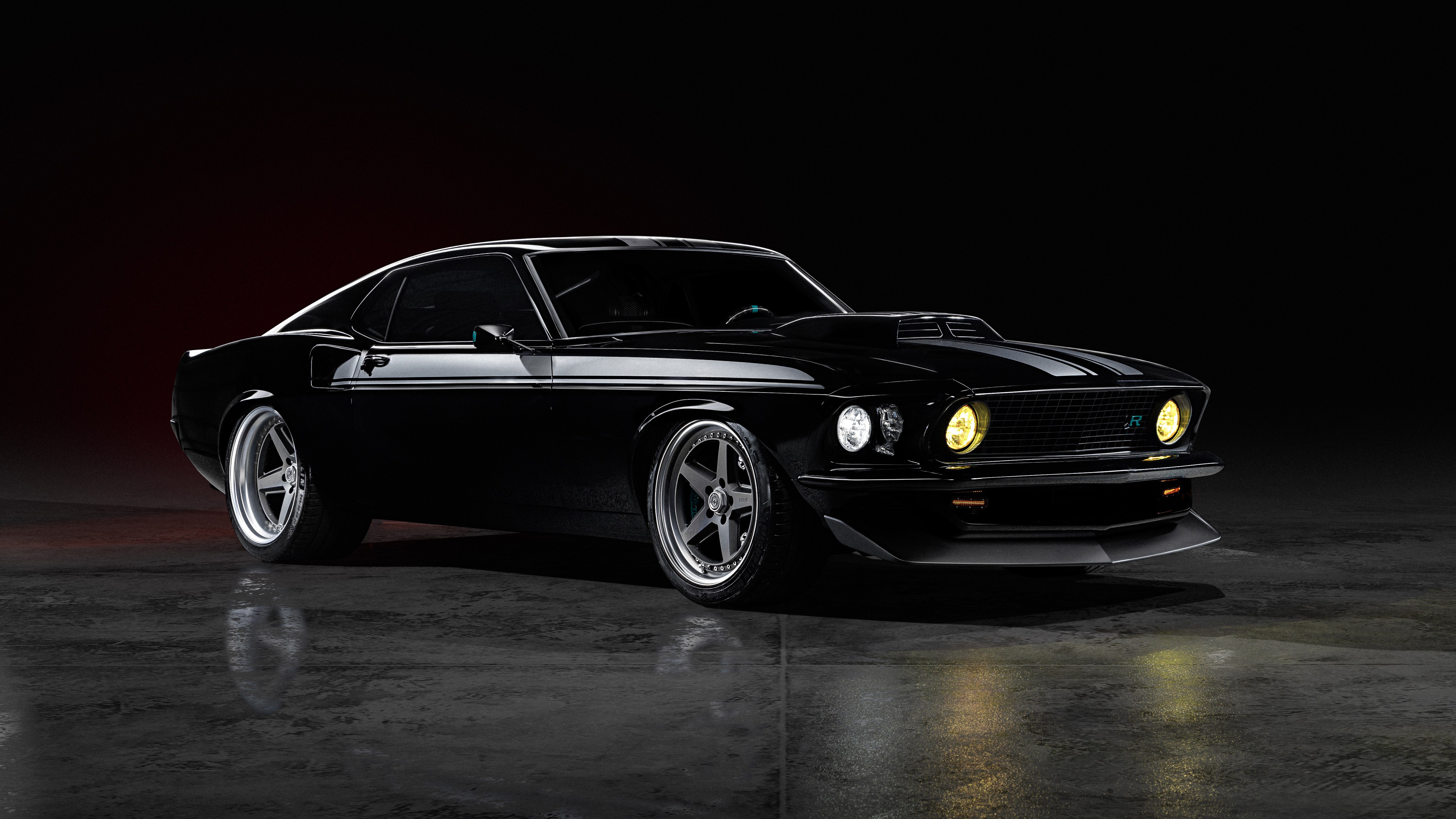 1969 Ringbrothers Ford Mustang Mach 1 Kingpin, 5K, Ford Mustang Mach 1, Carros pretos, Insolente, Fundo escuro