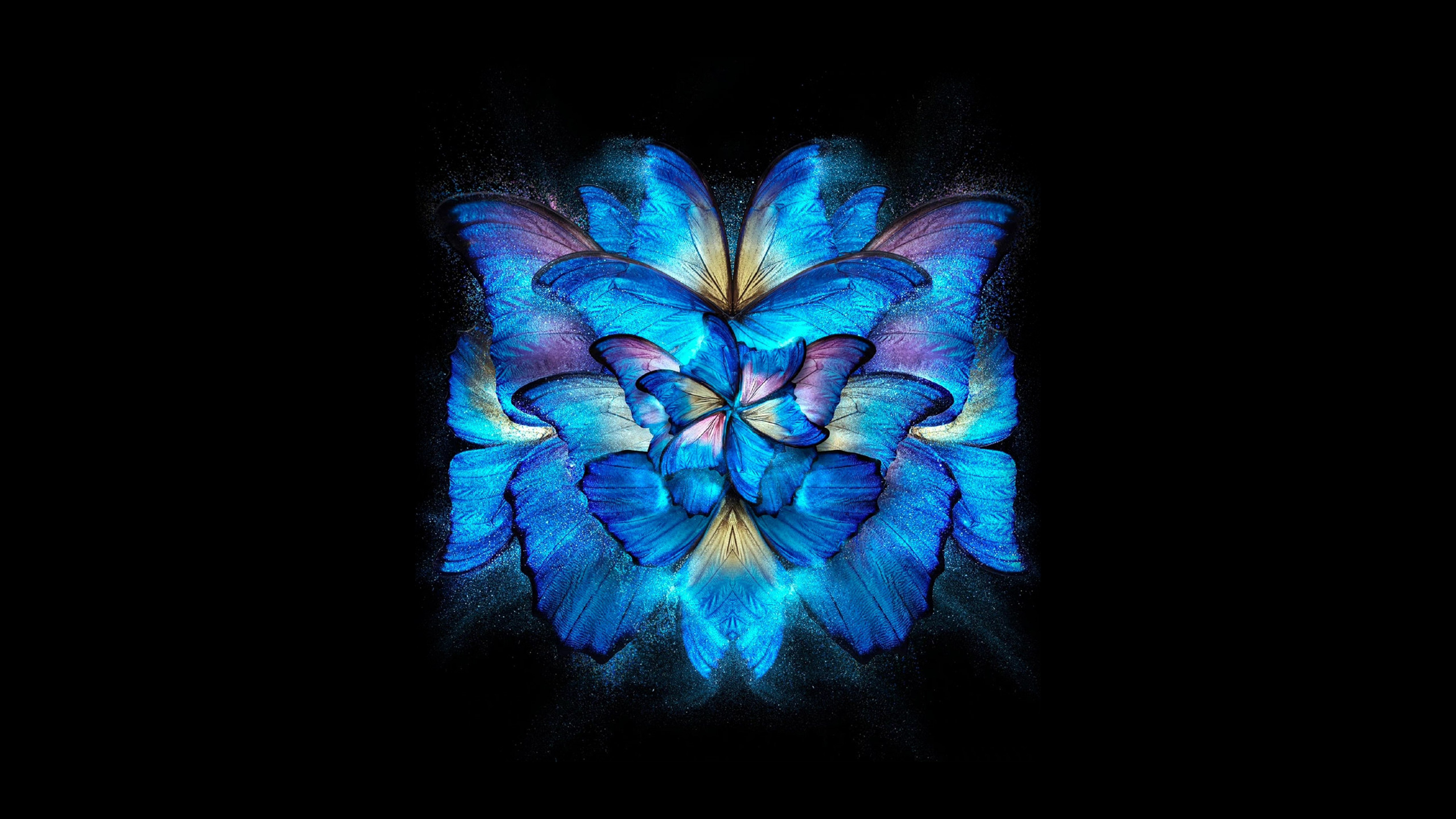 Abstrato azul, Fundo preto, AMOLED, 5K