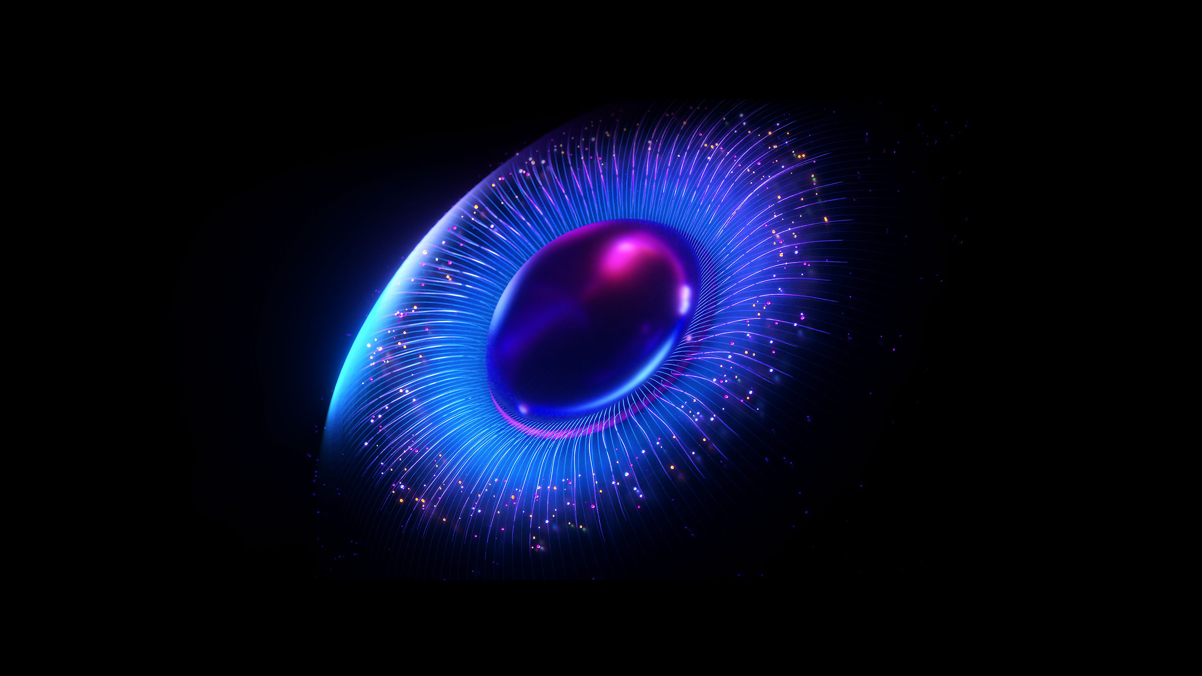 Abstrato roxo, Esfera, Fundo preto, Arte digital, AMOLED