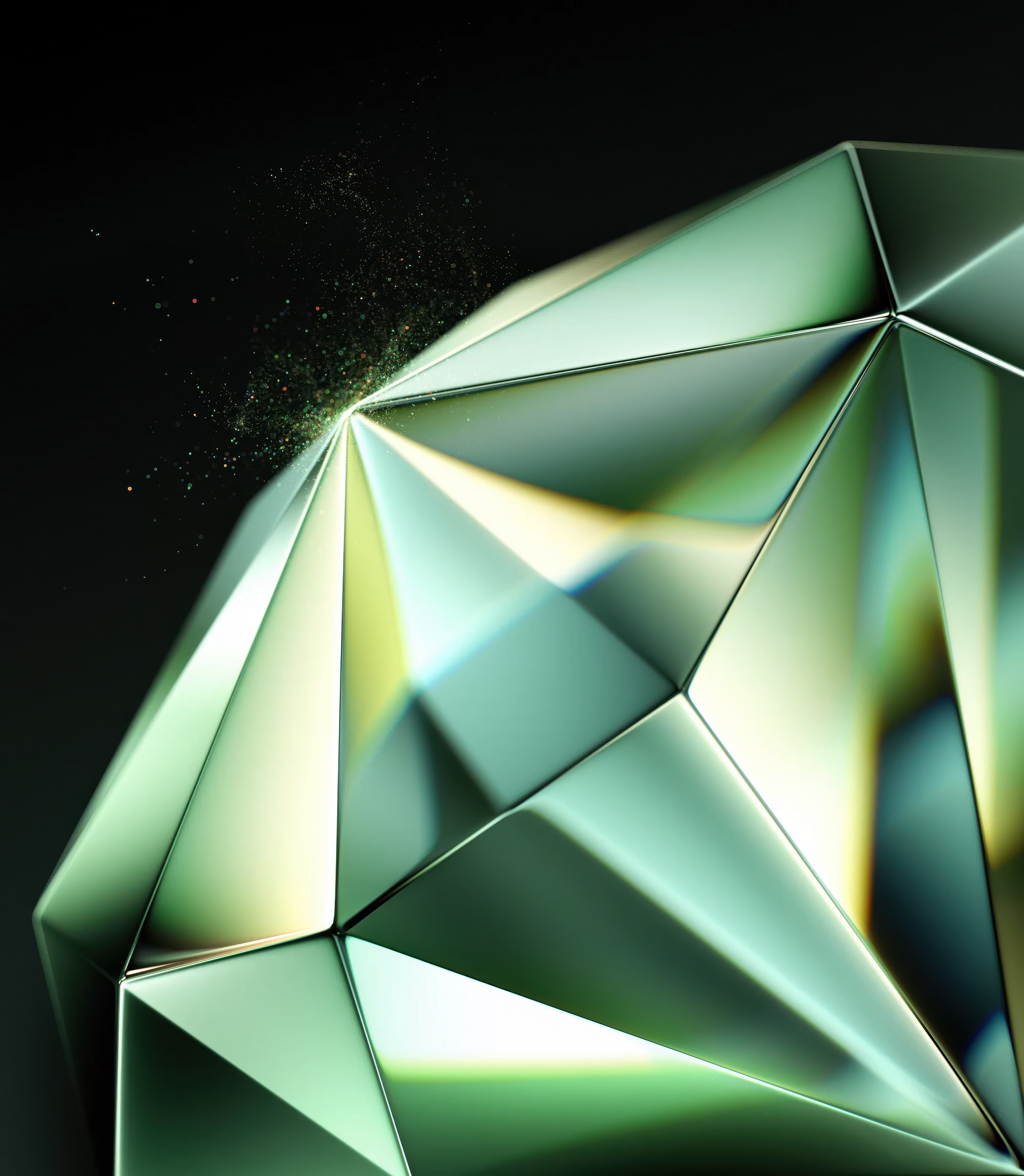 Abstrato verde, Diamante, Tecno Phantom V Fold 2 Stock, Fundo escuro