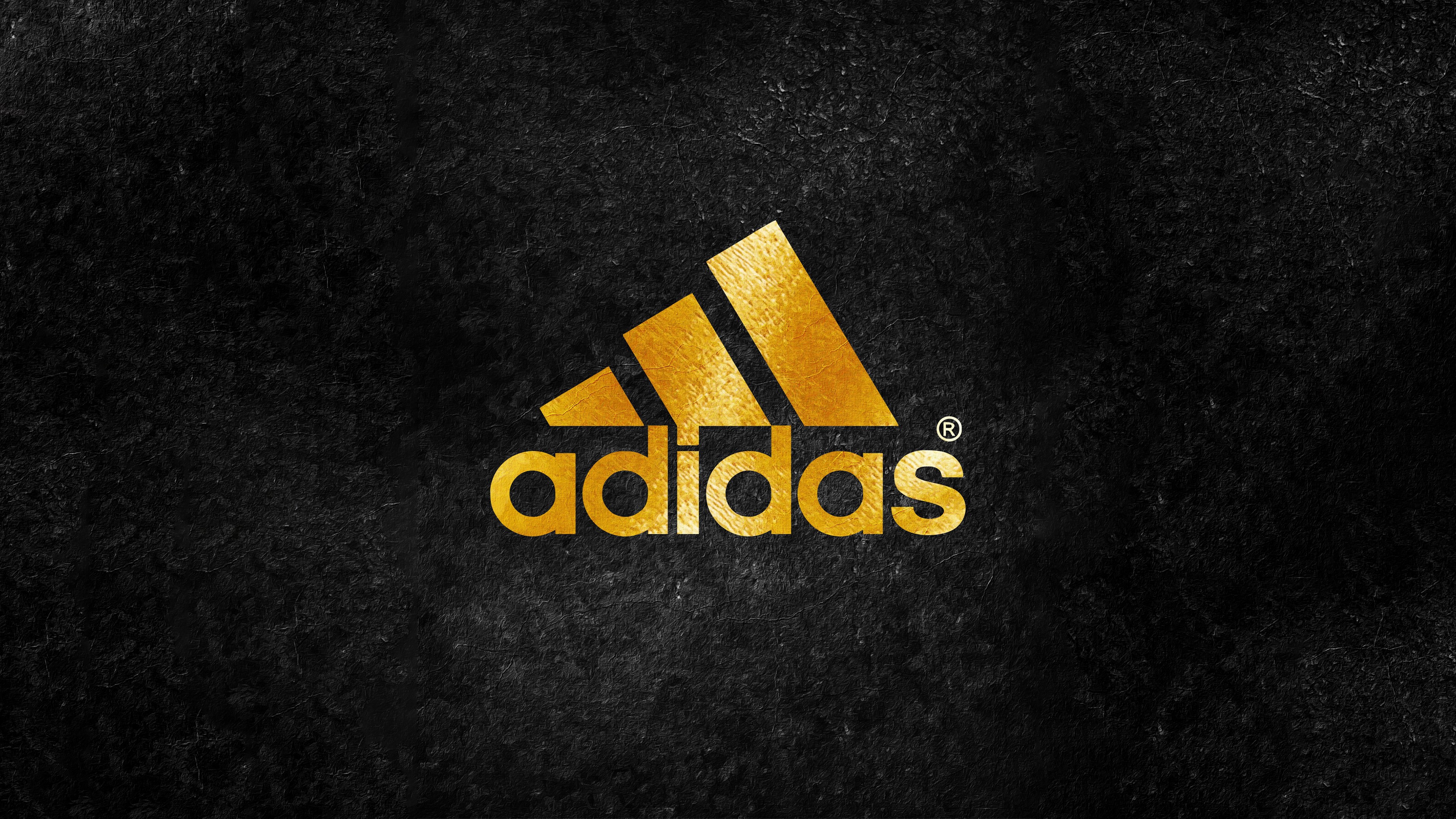 Adidas, Dourado, Logo, Fundo escuro