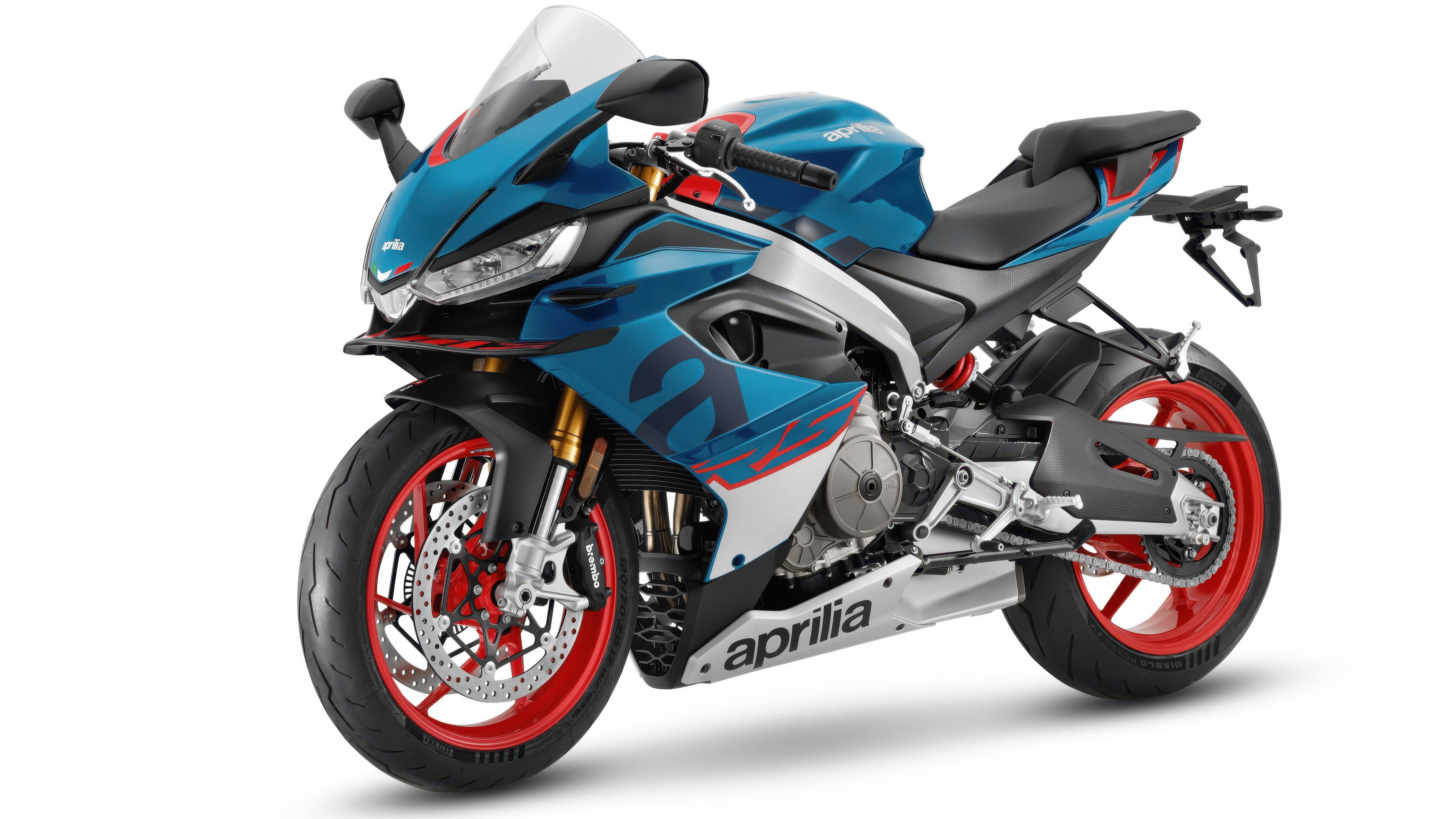 Aprilia RS 660, 2025, Fundo branco, Motos esportivas, 5K