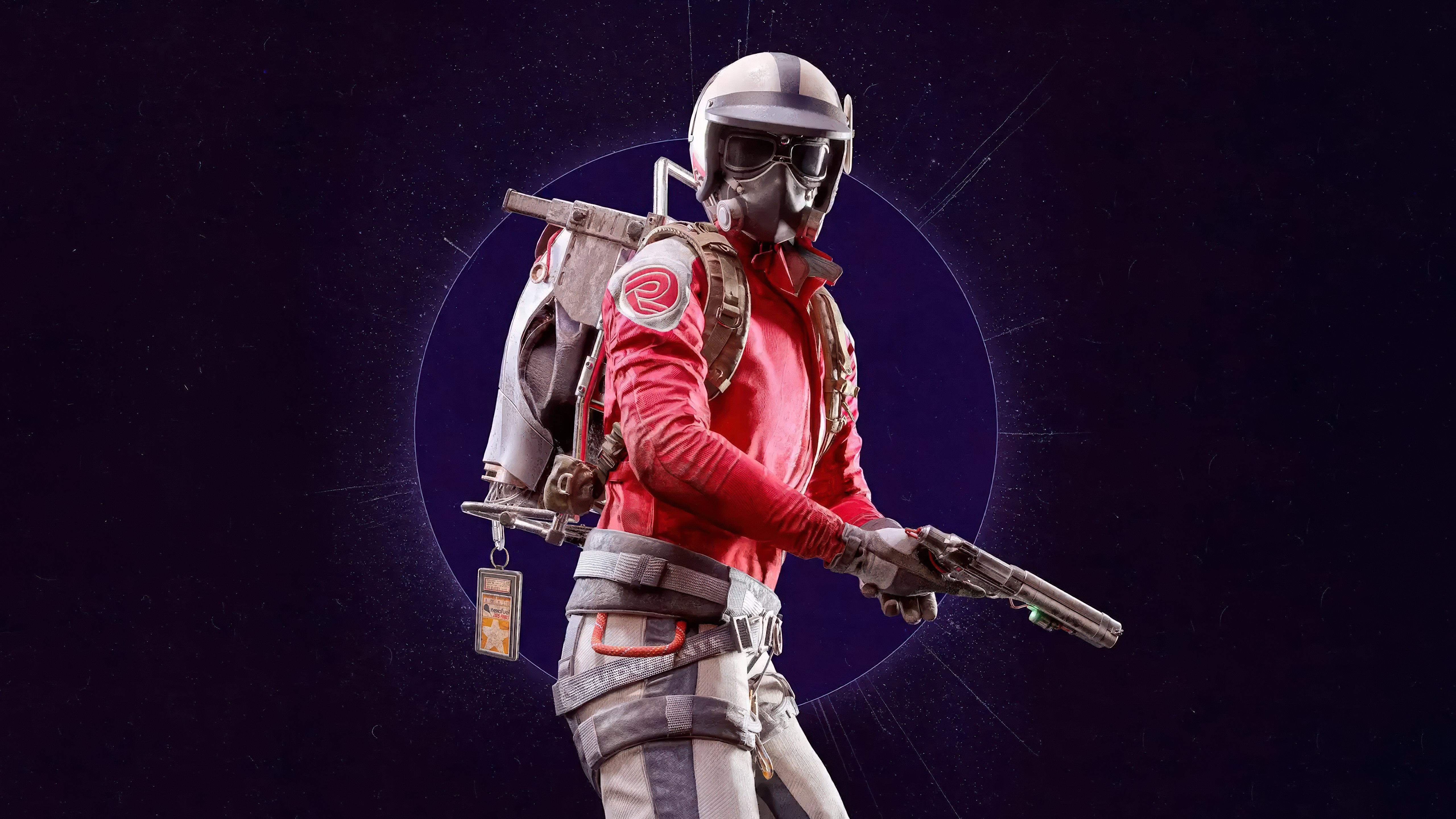 ARC Raiders, Traje vermelho de Ryder, 5K, Jogos de 2026, Fundo cósmico