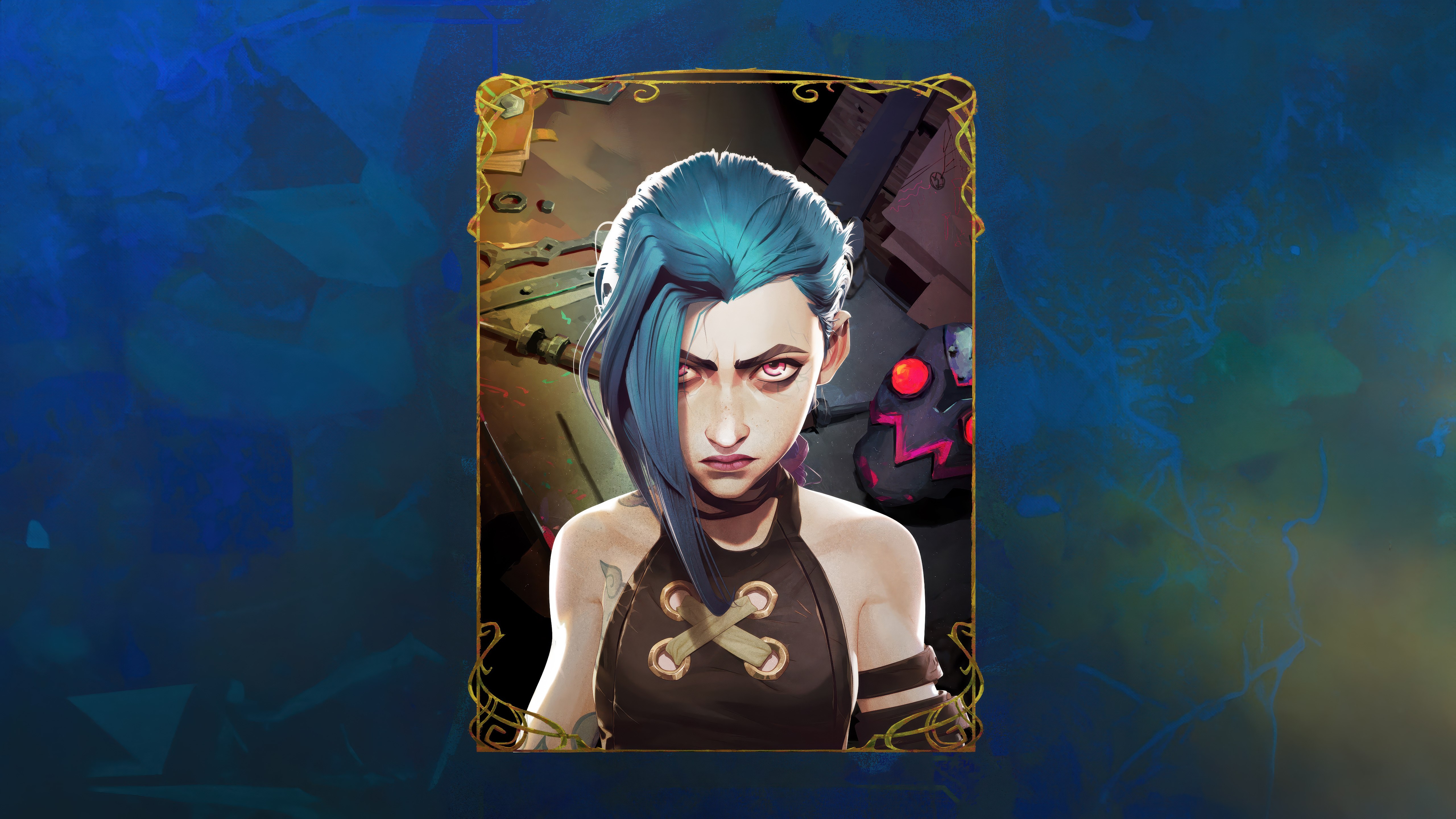 Arcane, Jinx, Arcane: League of Legends, Temporada 2, 5K, Fundo azul