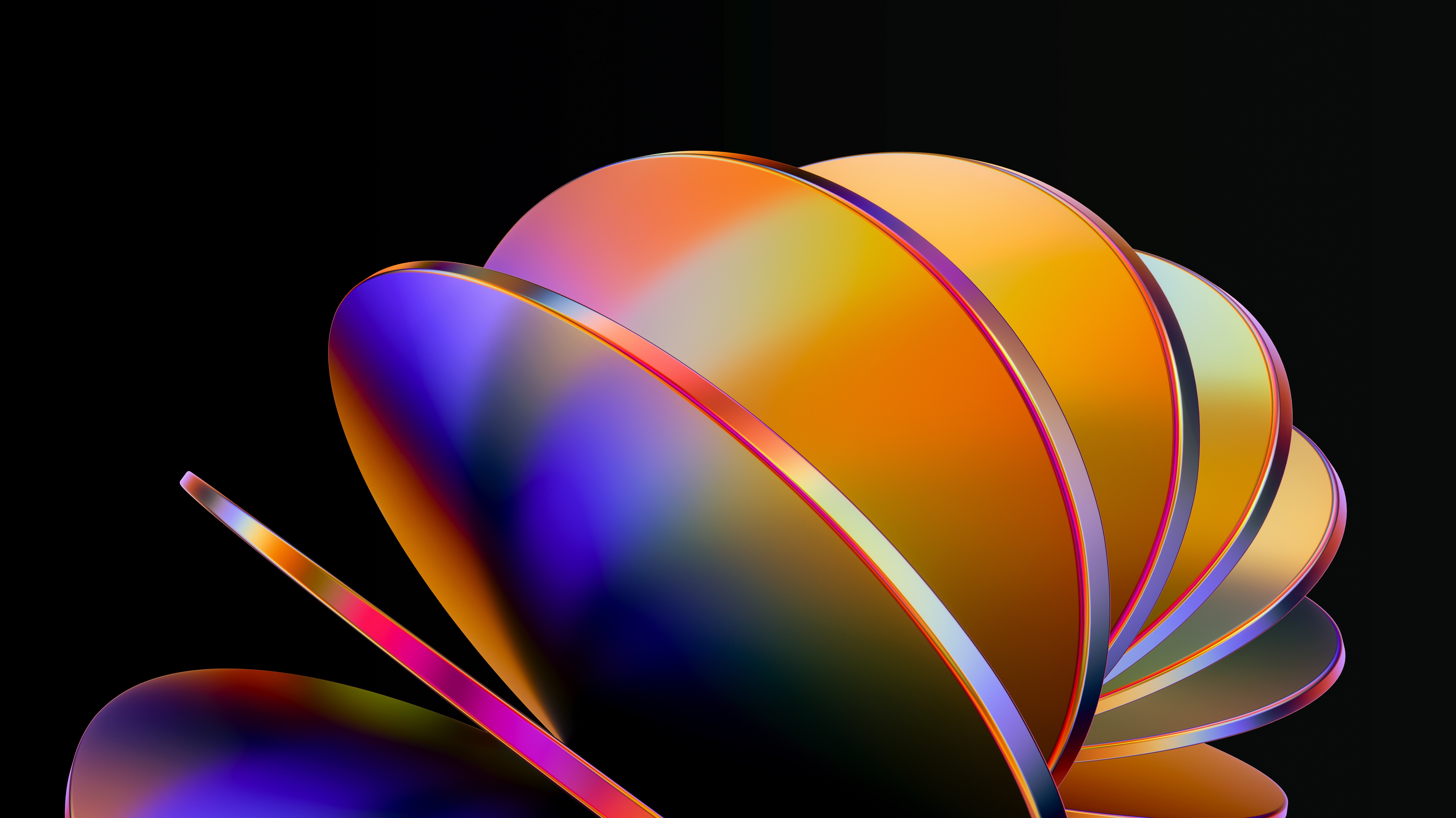 Arte abstrata, Renderização 3D, AMOLED, Fundo preto, 5K, Vibrante