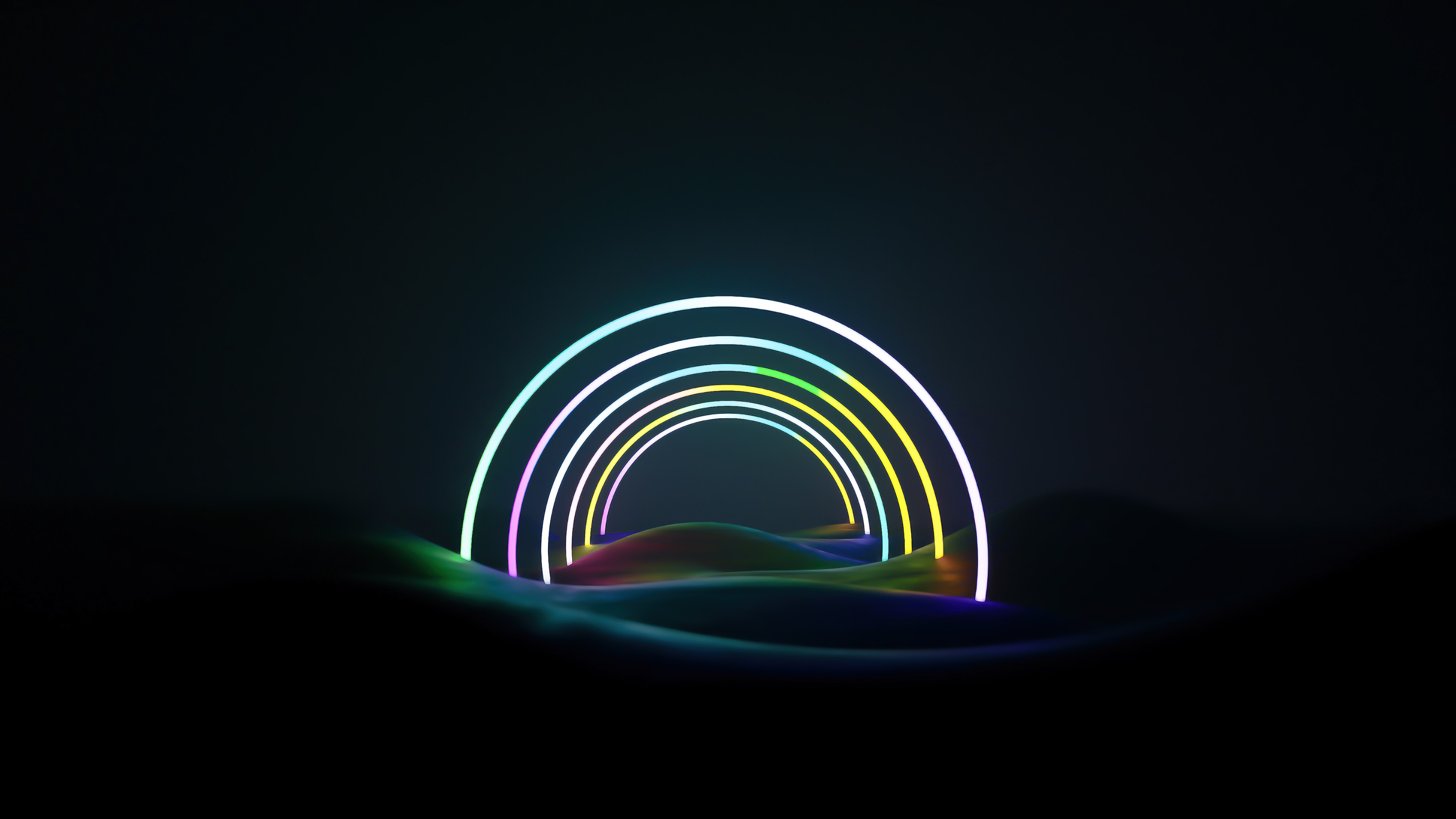 Arte neon, Arco-íris, Brilhante, Estética escura, 5K