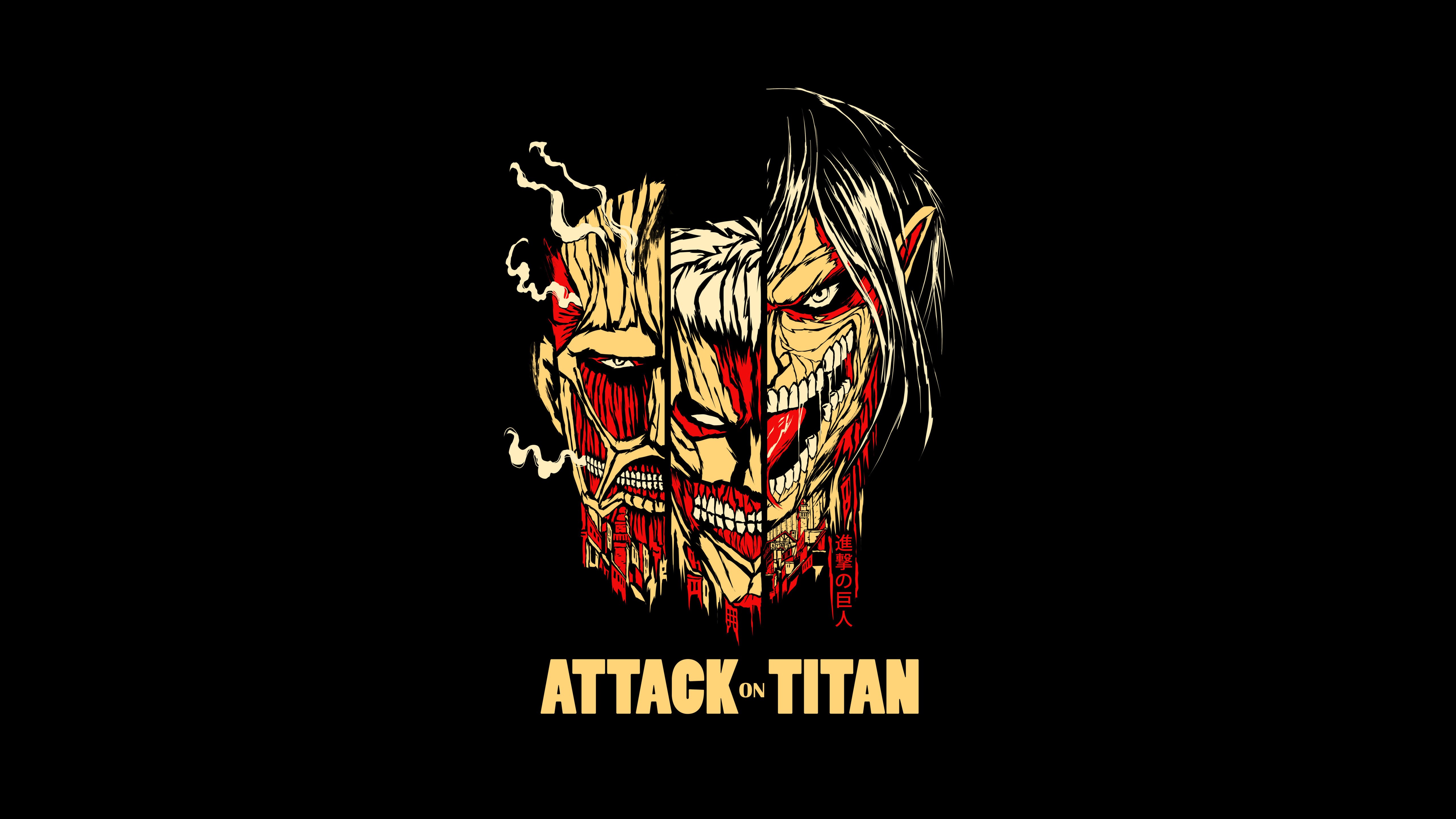 Attack on Titan, AMOLED, Shingeki no Kyojin, 5K, Fundo preto