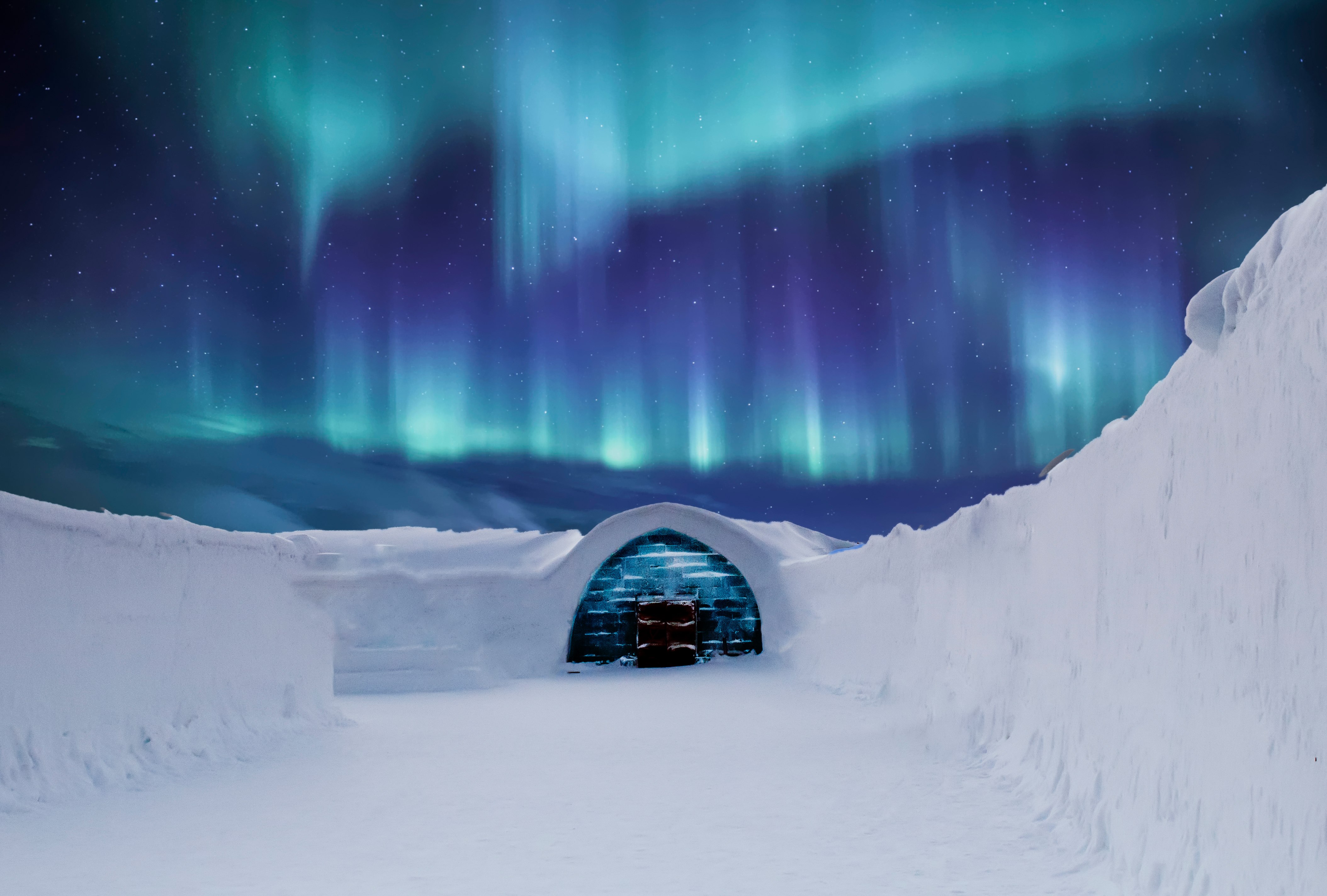 Aurora boreal, Iglu, Céu noturno, Aurora boreal, Finlândia