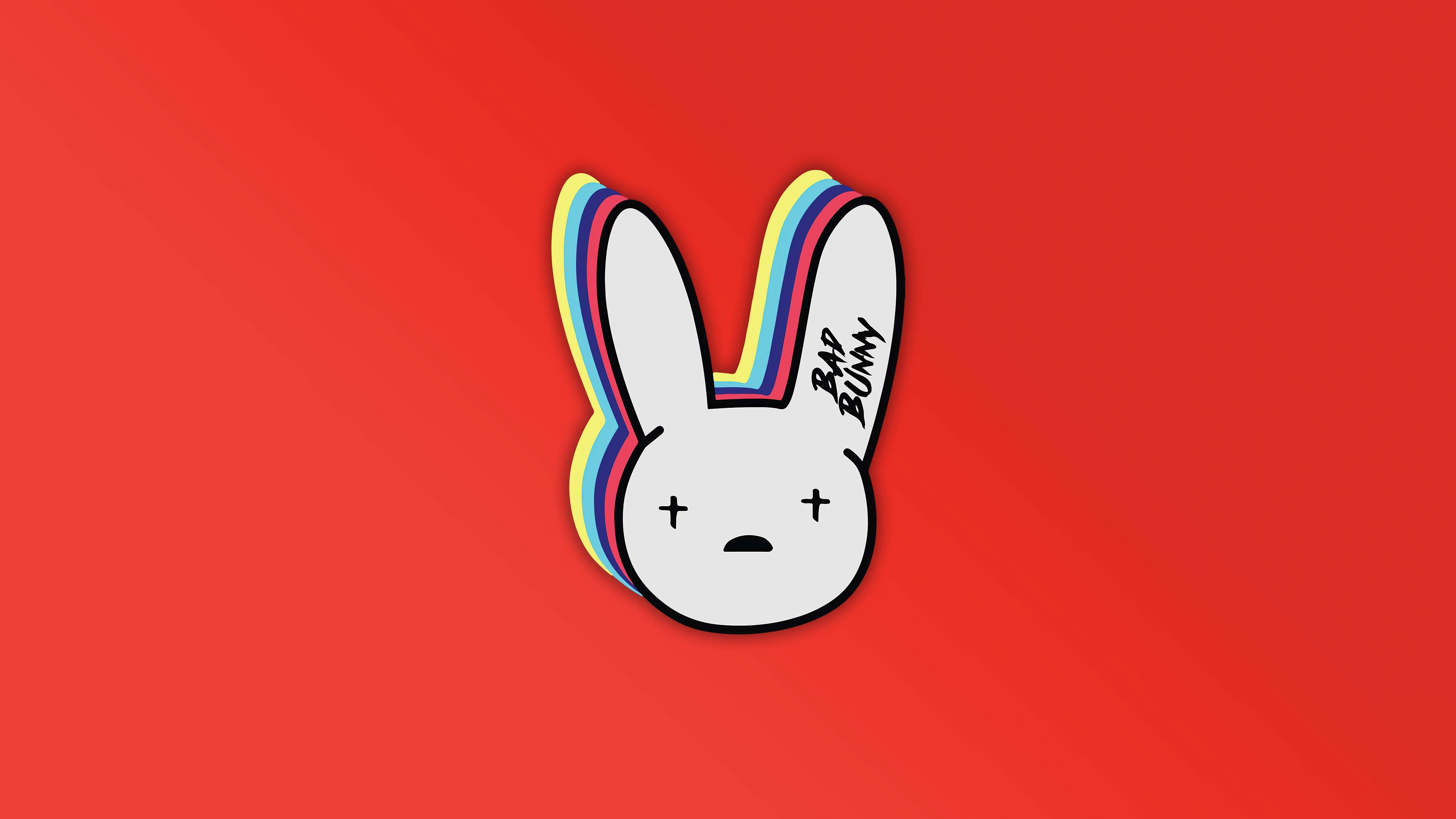 Bad Bunny, Logo, Desenho animado, Fundo laranja, 5K