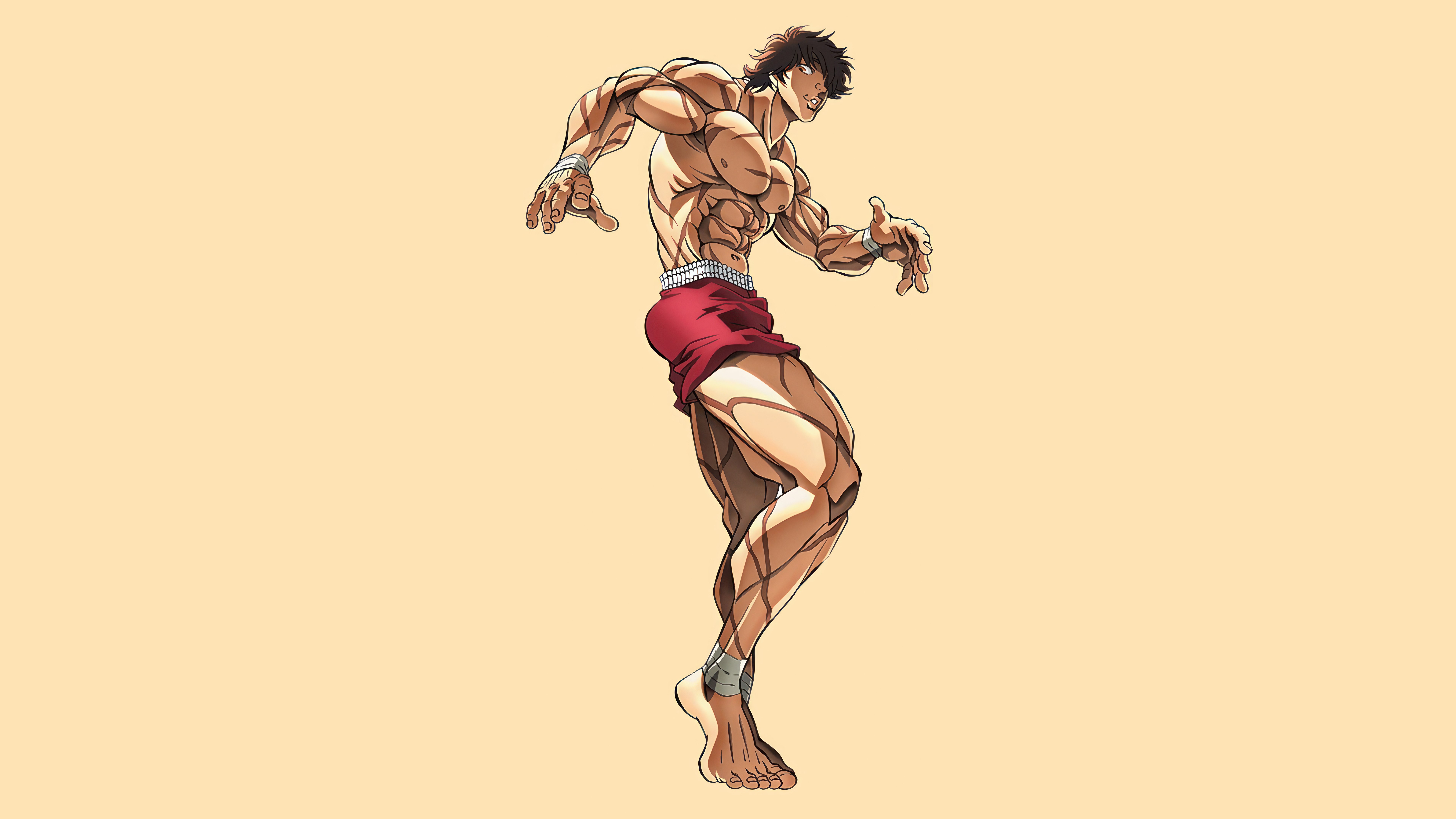 Baki Hanma, 8K, Minimalista, 5K, Fundo pastel, Fundo pêssego