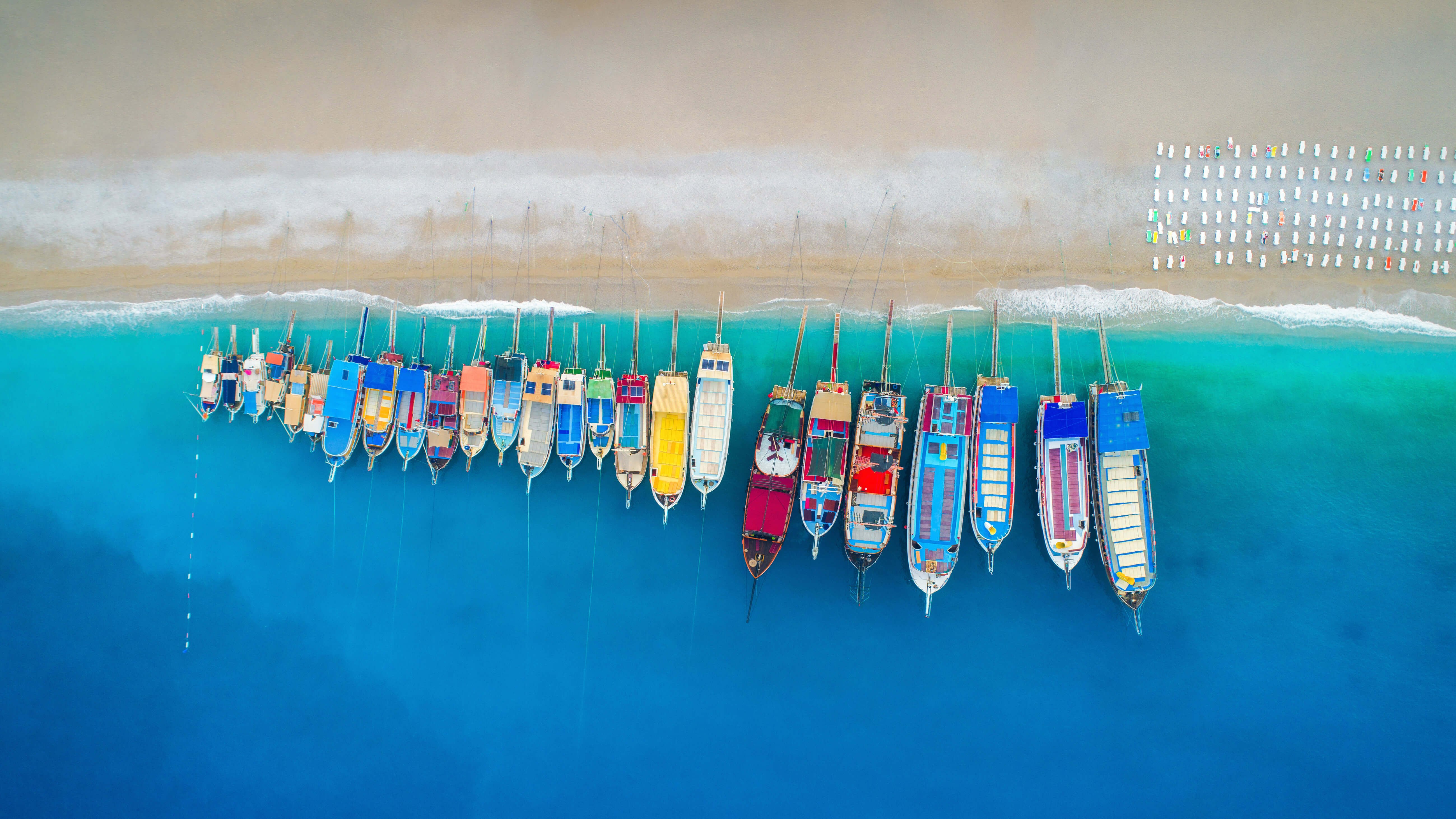 Barcos, Praia, Vista aérea, 5K