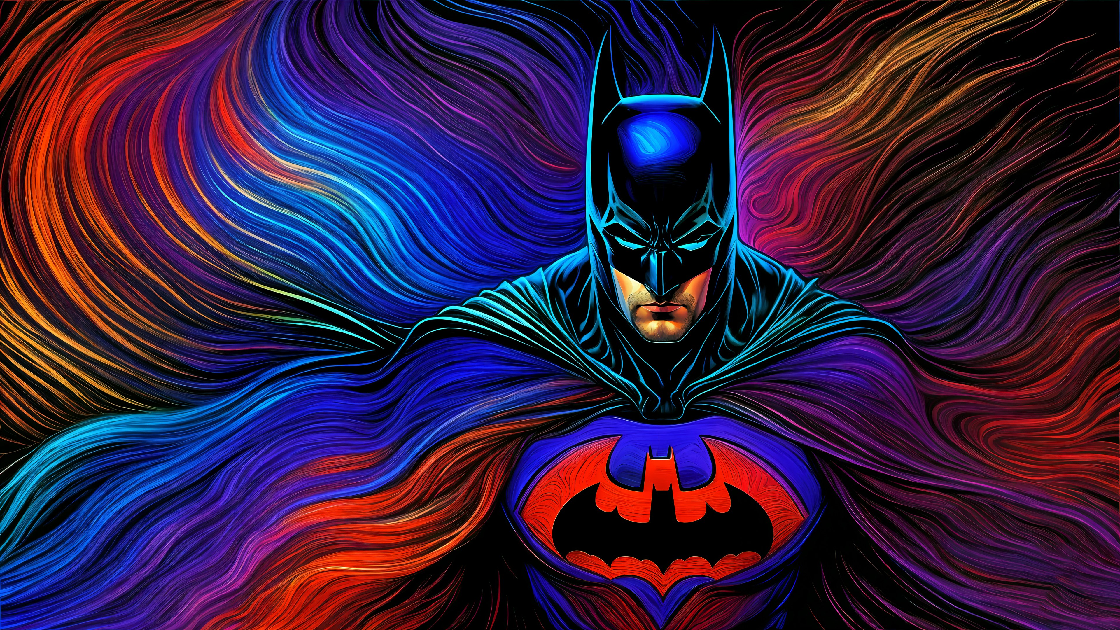 Batman, Arte colorida, Arte de IA, Super-heróis da DC