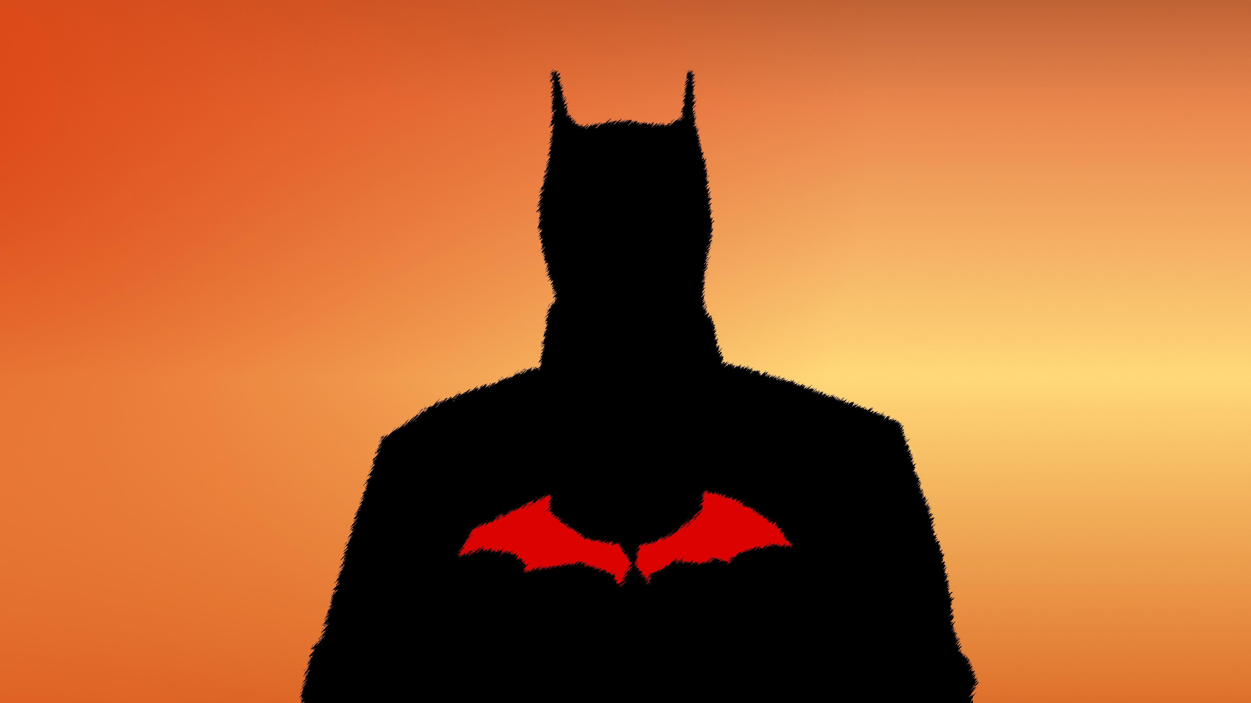 Batman, Laranja pôr do sol, Super-heróis da DC, Silhueta, 5K