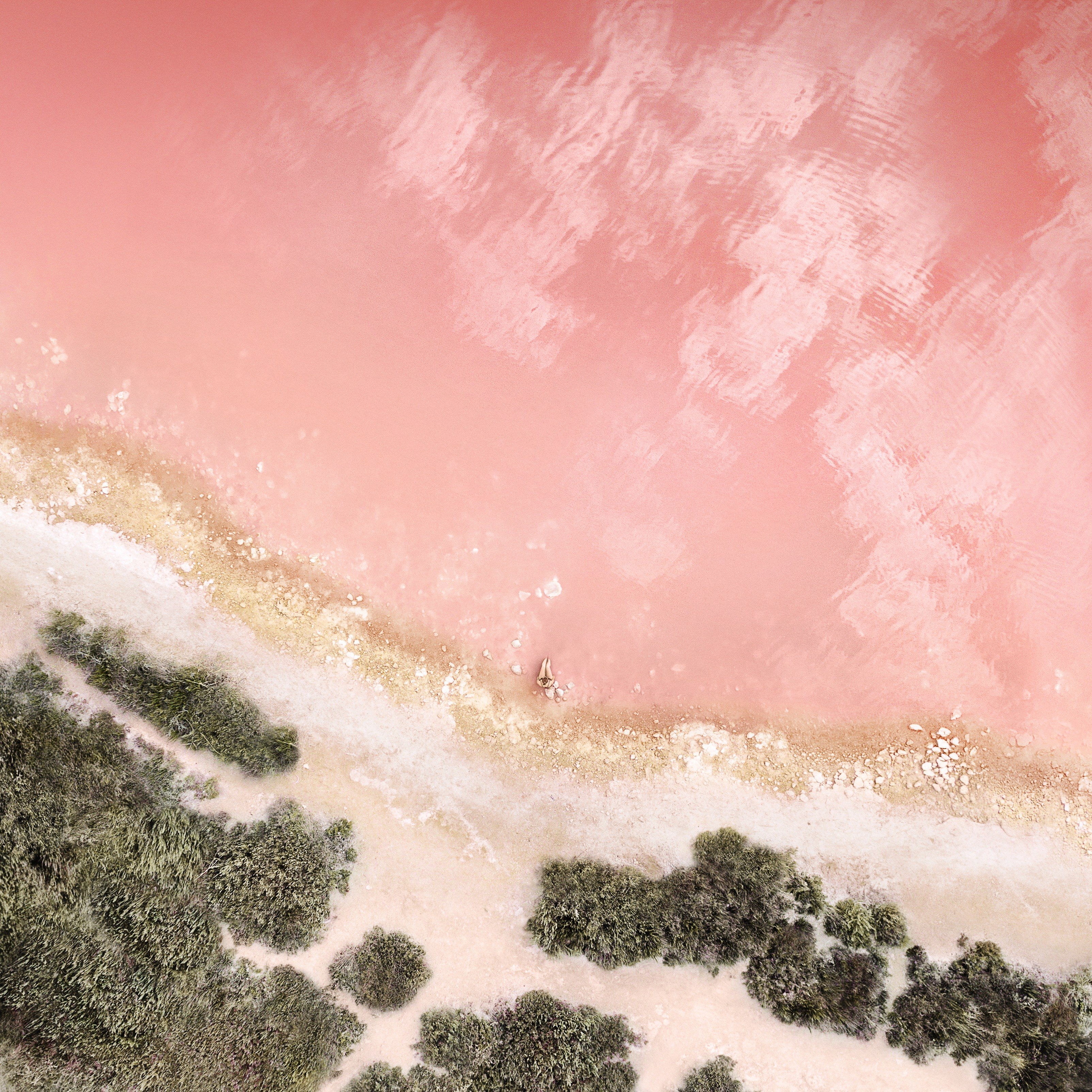 Beira do lago, Rosa, Vista aérea, Pêssego, iOS 10, Stock
