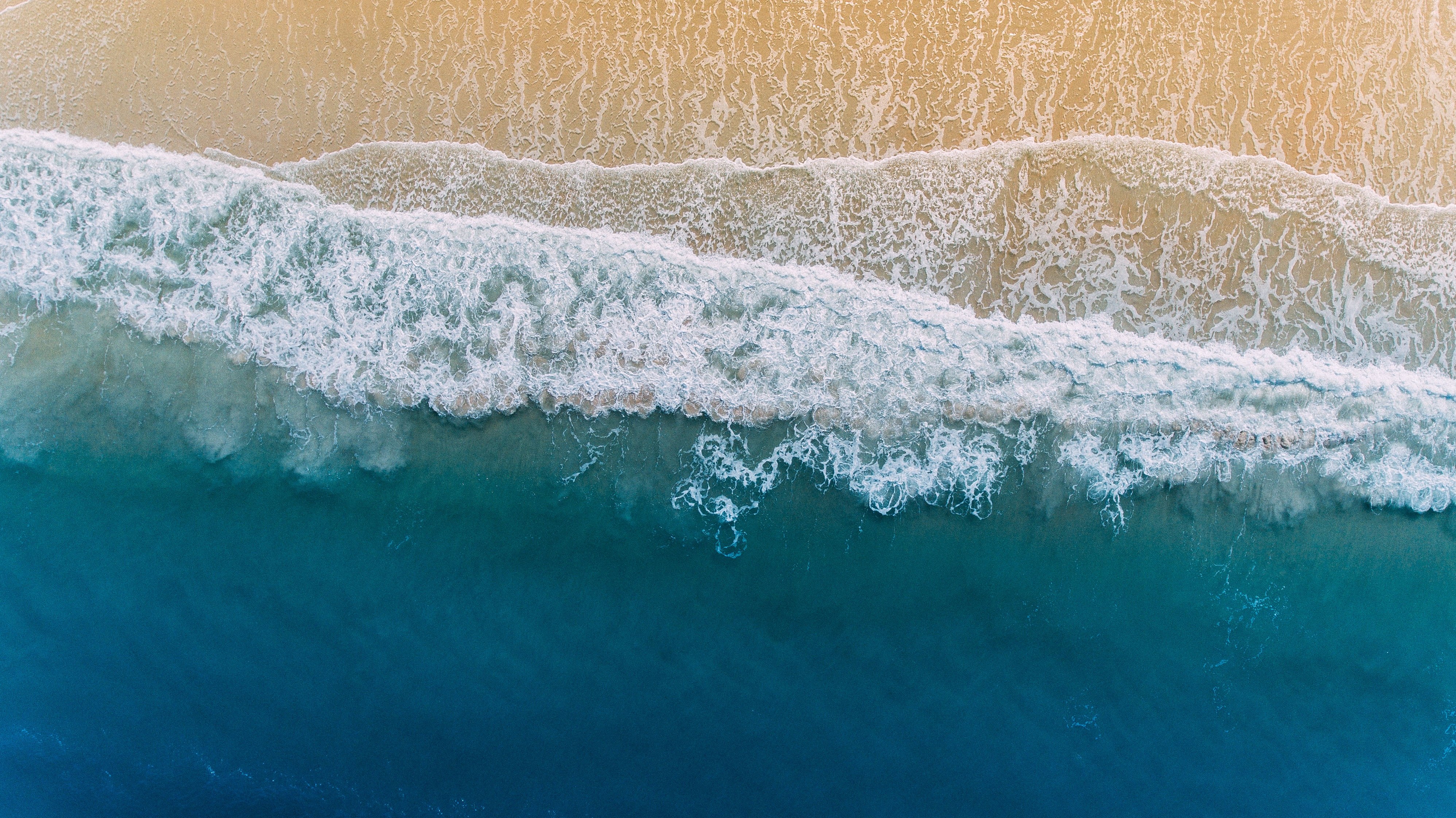 Beira-mar, Praia, Vista aérea, Costa, Oceano azul, Ondas de água, Areia