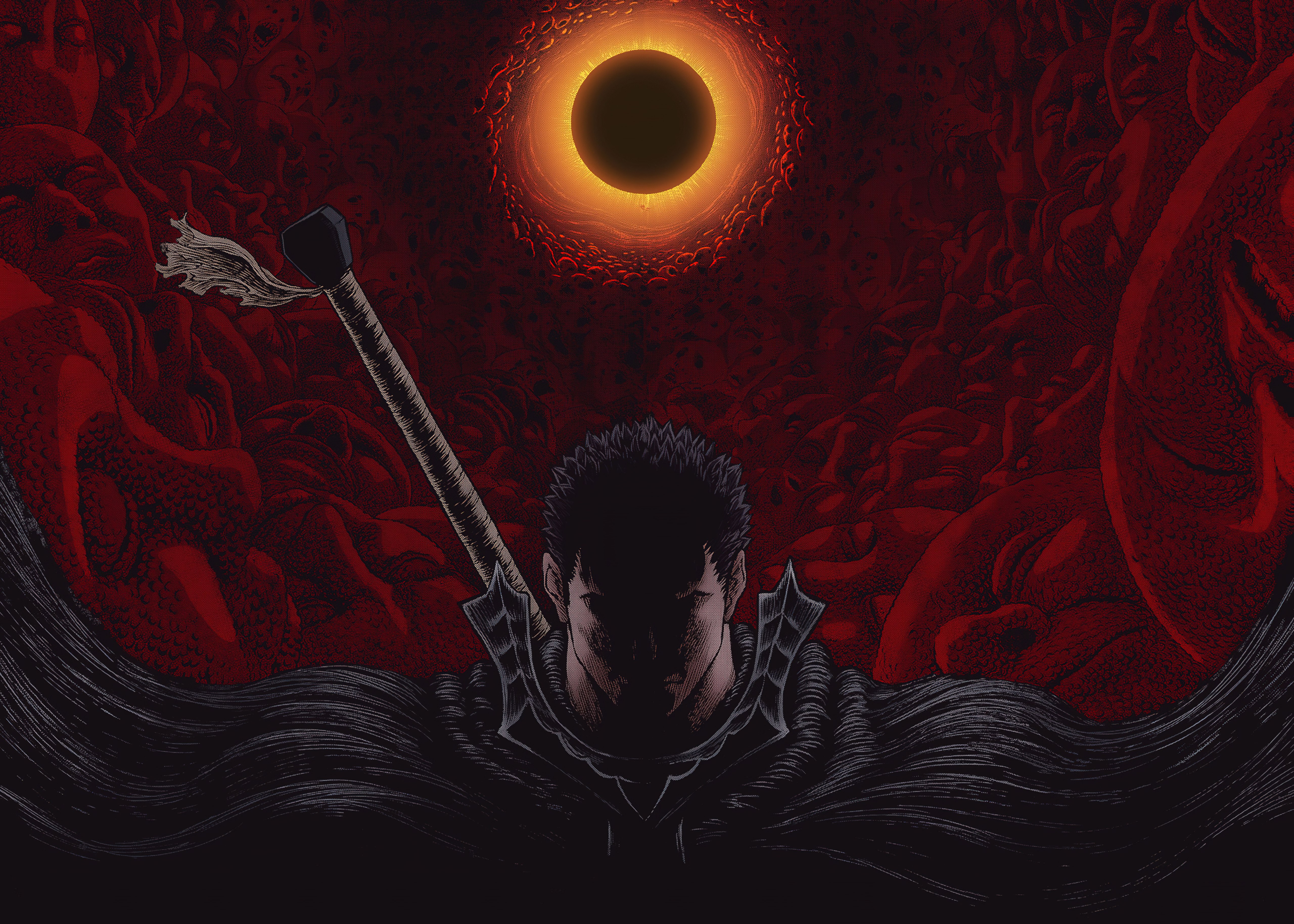Berserk, Guts, Colorido, 5K, Vermelho escuro, Dragon Slayer
