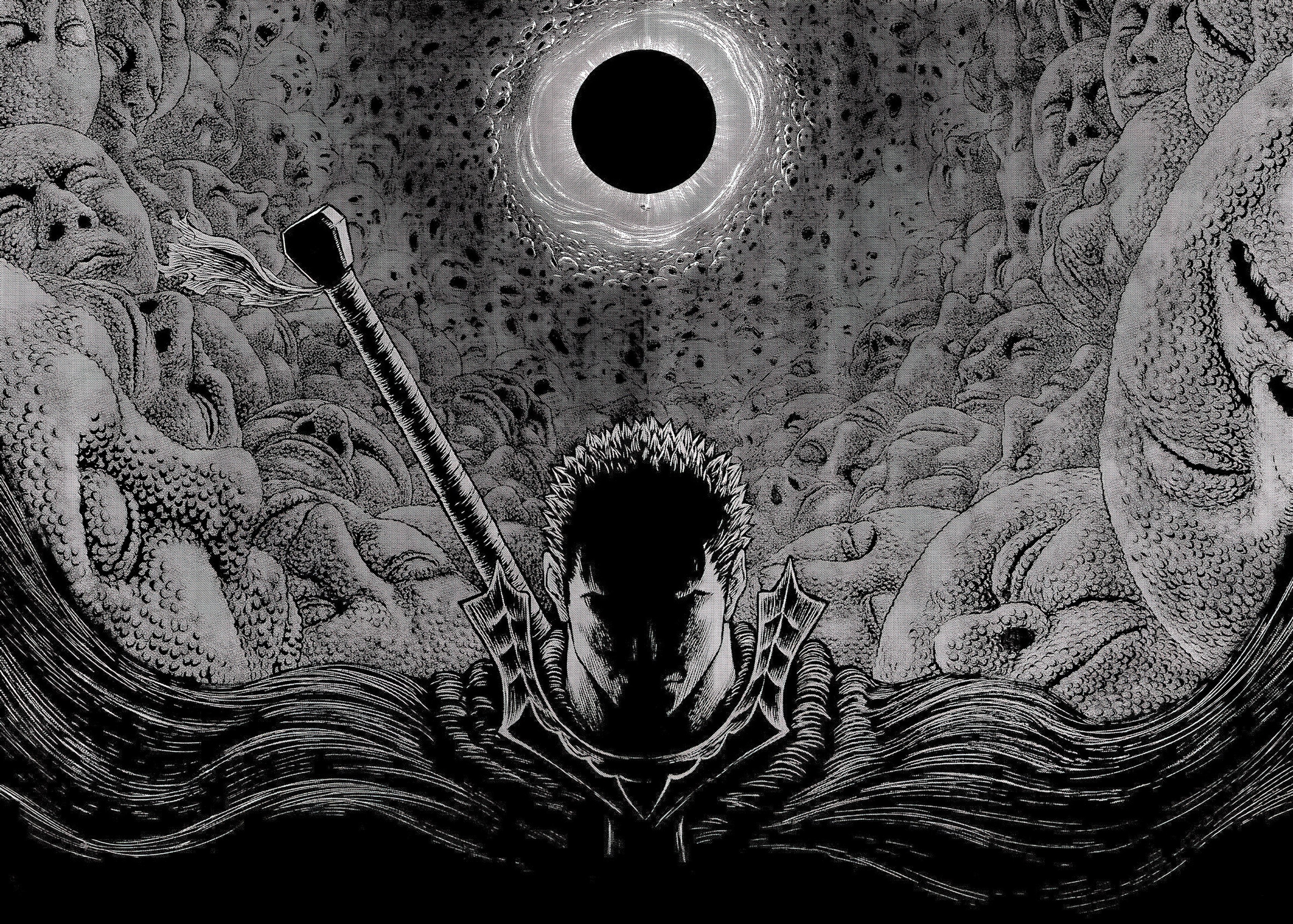 Berserk, Guts, Preto e branco, Monocromático