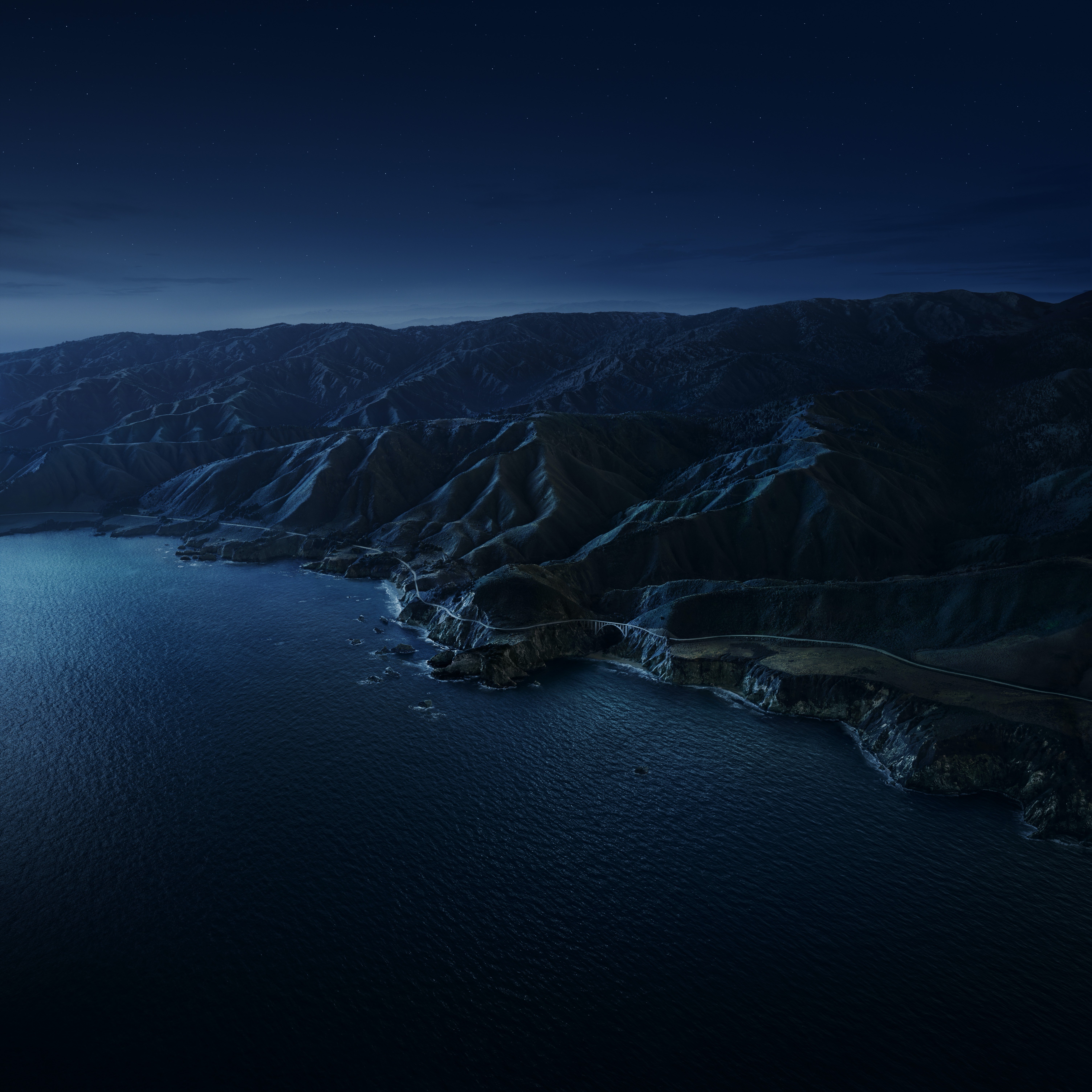 Big Sur, 5K, Montanhas, Noite, Escuro, macOS Big Sur, Stock, Califórnia