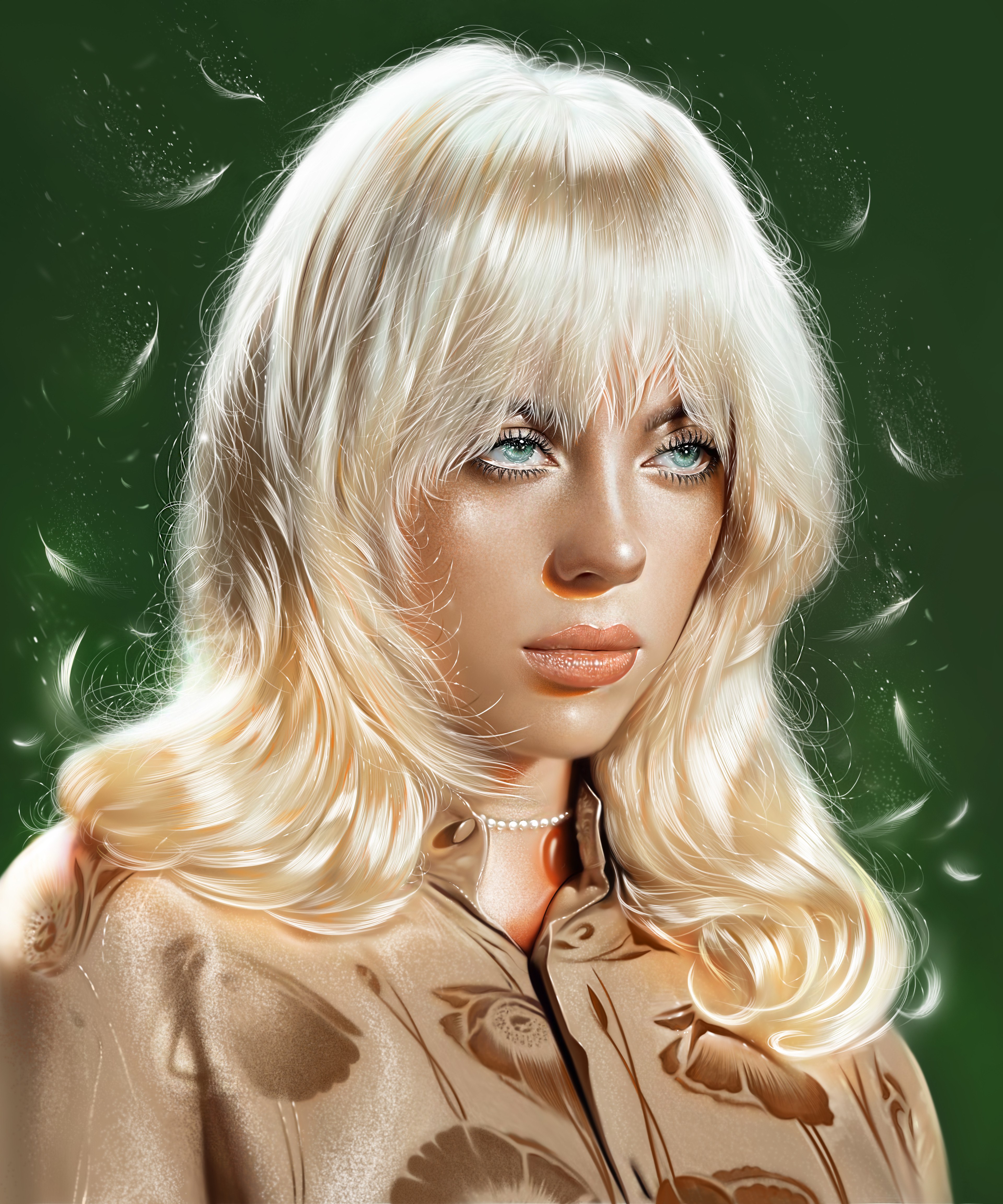 Billie Eilish, Arte digital, Retrato, Cantora americana, Feminina, Arte