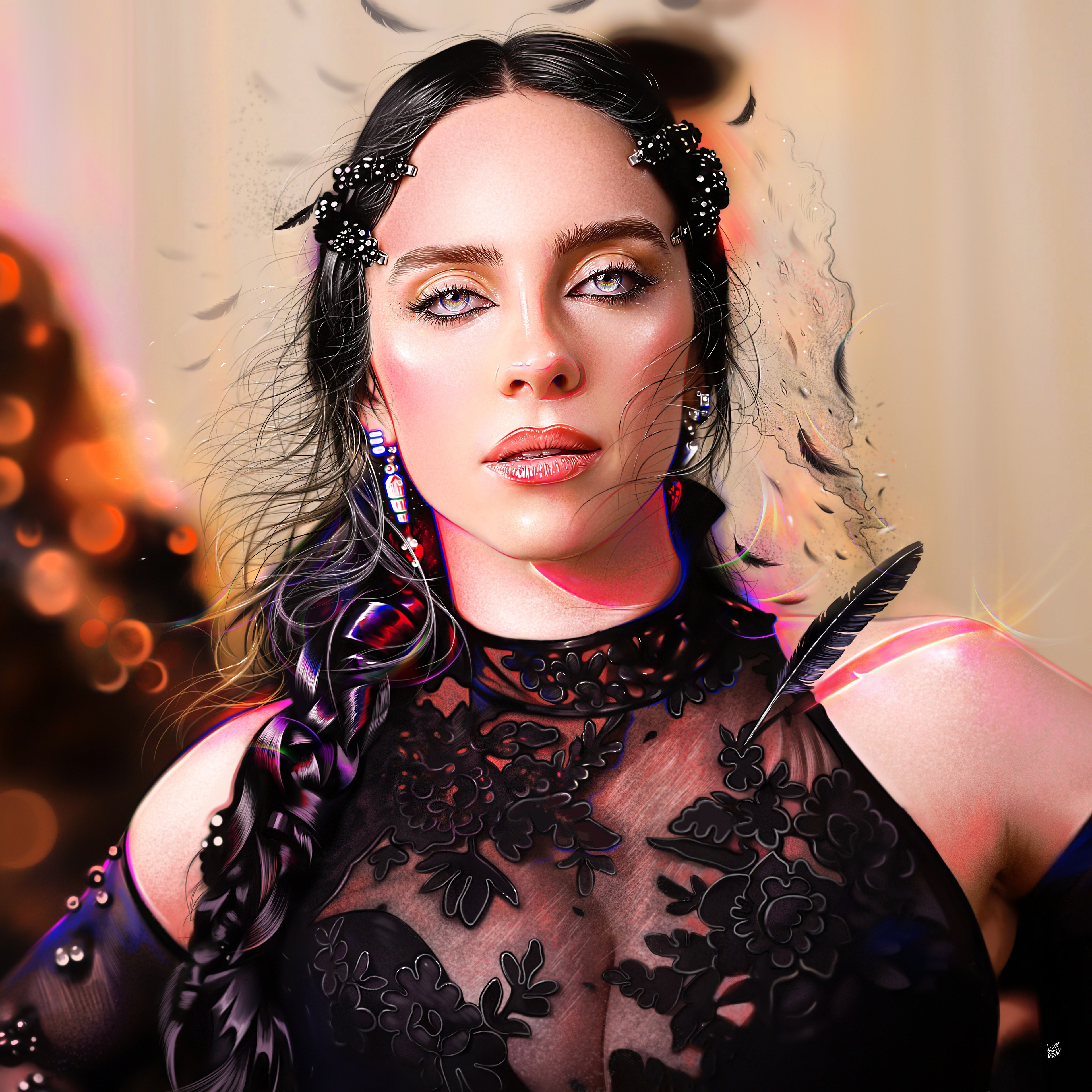 Billie Eilish, Ilustração, Retrato, Linda