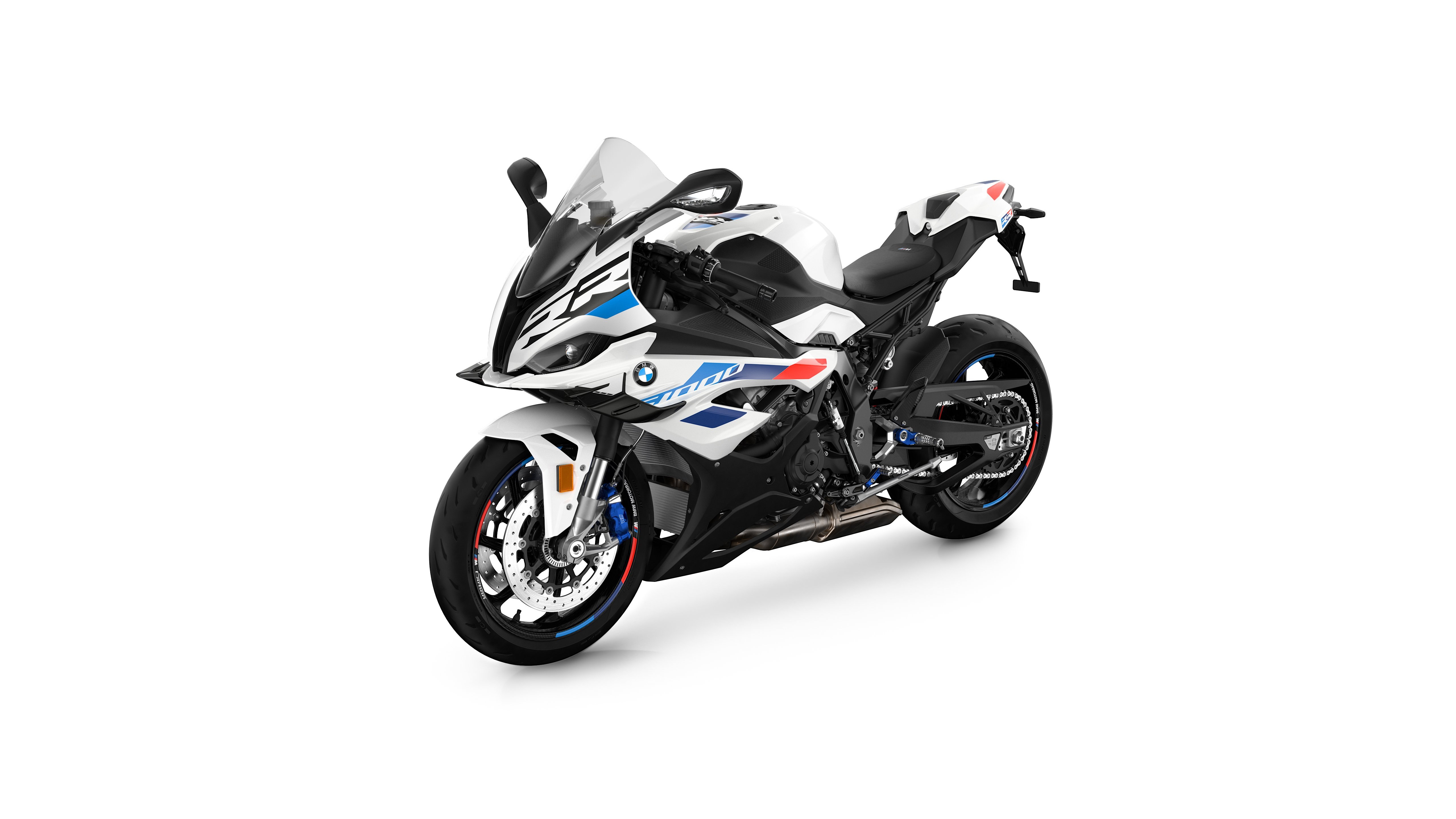 BMW S 1000 RR, Fundo branco, 5K, Motos esportivas, 2023