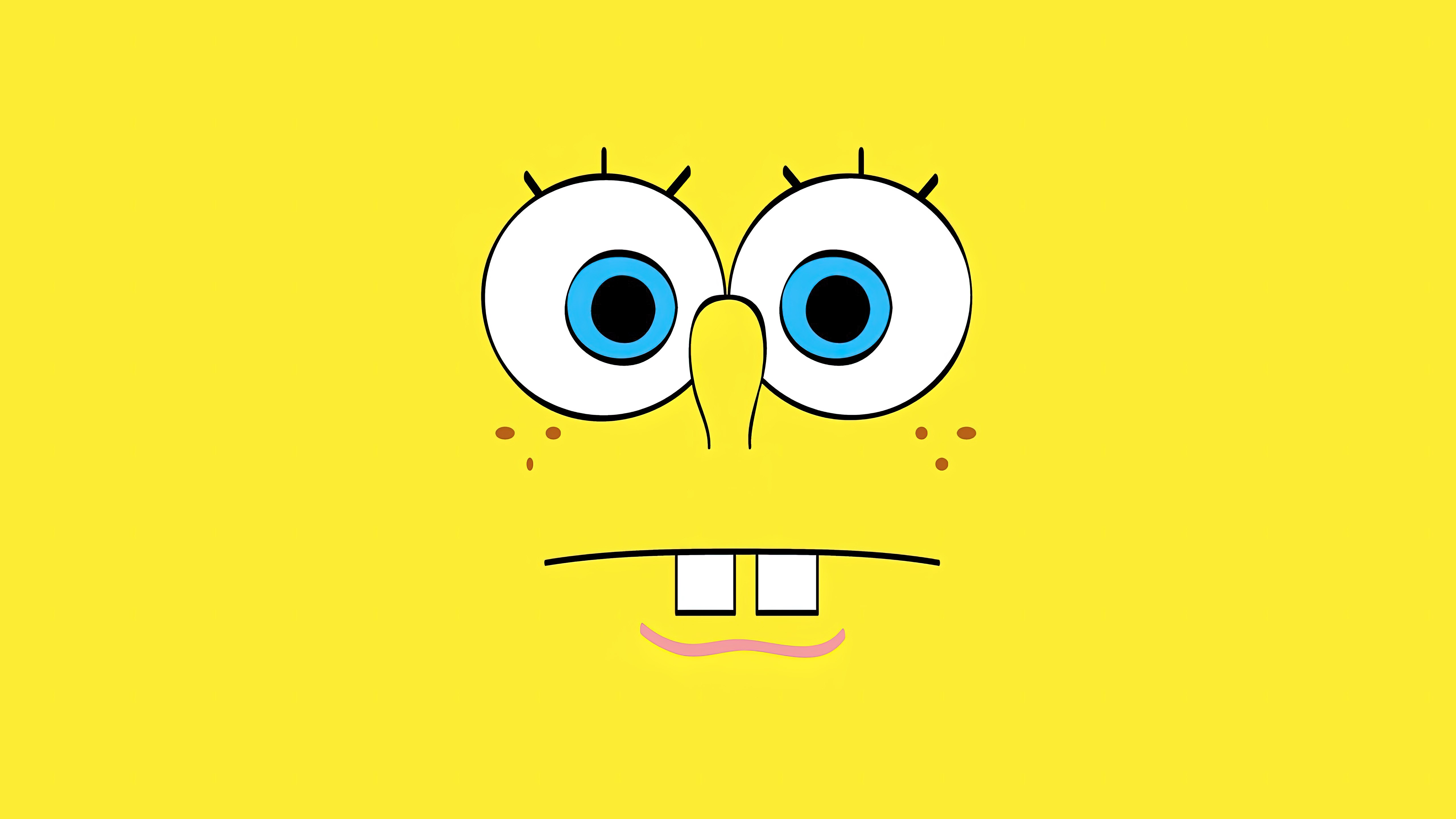 Bob Esponja, Fundo amarelo, Minimalista, 5K, Simples