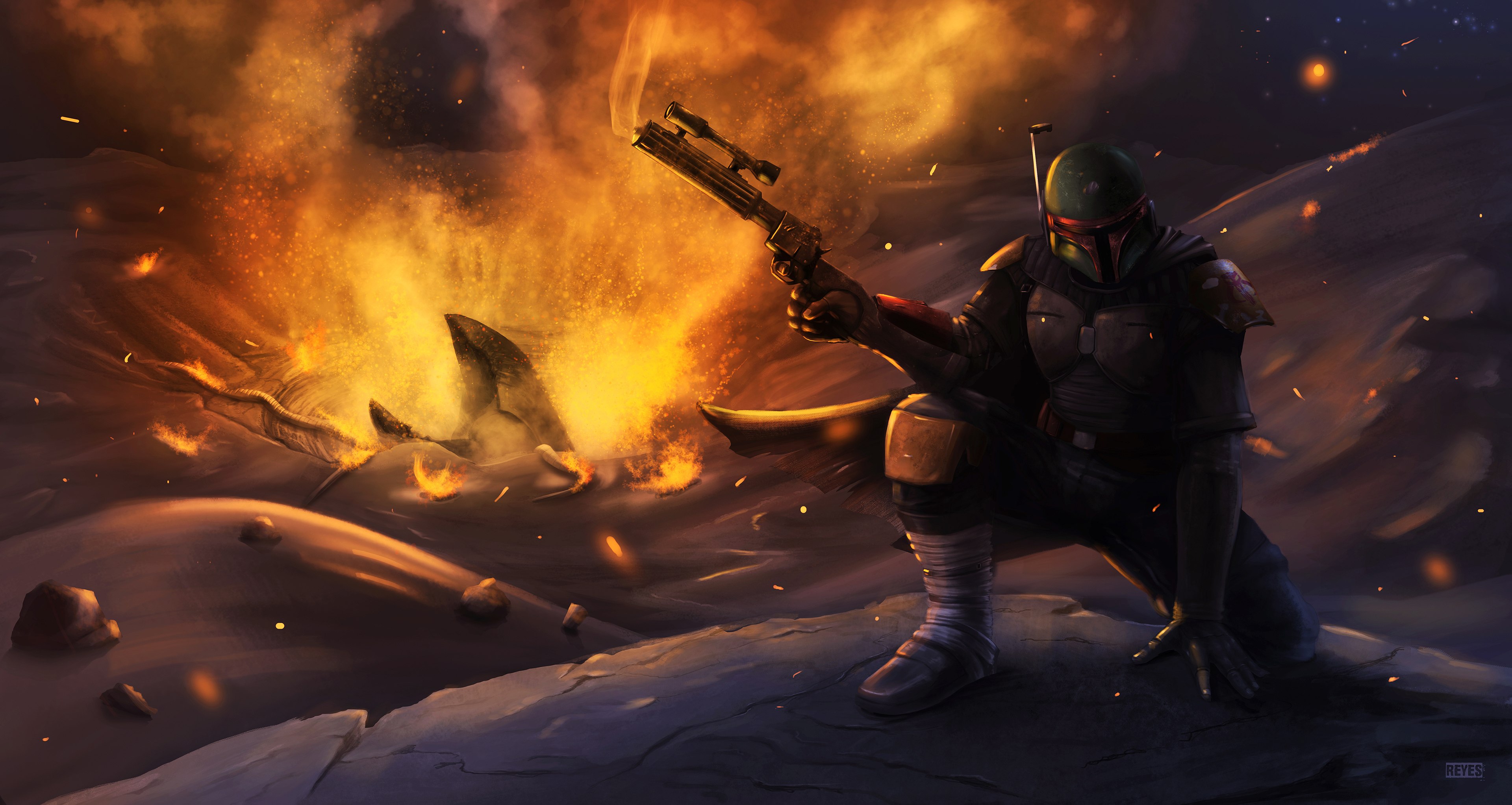 Boba Fett, Caçador de recompensas, Star Wars, Arte