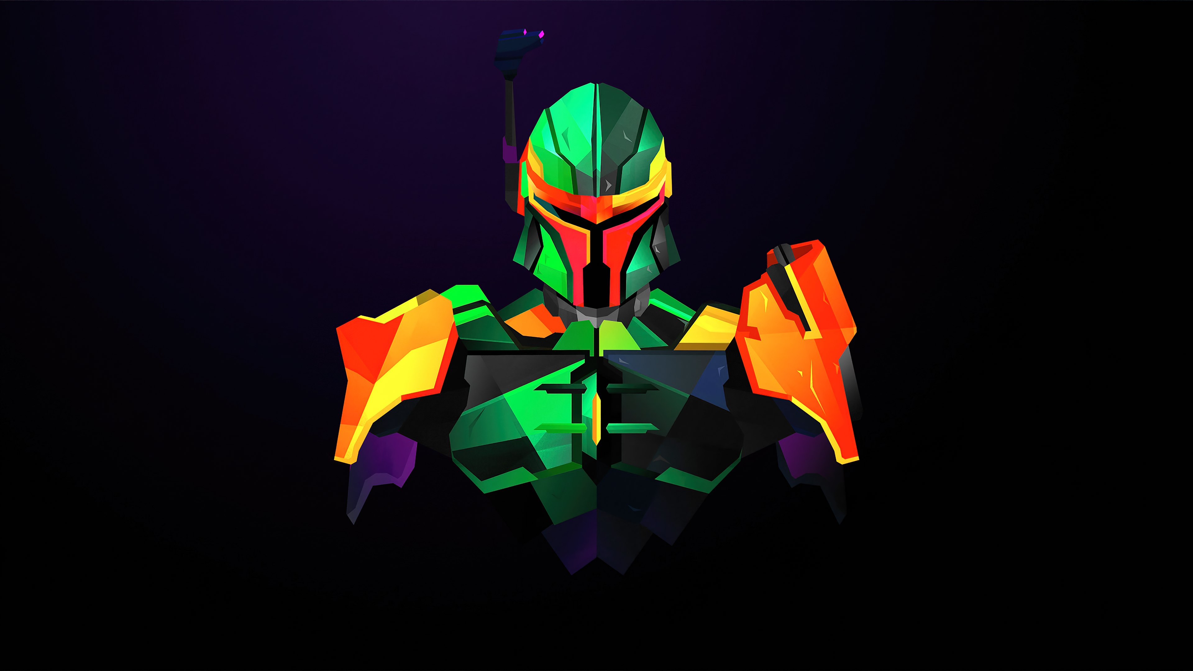 Boba Fett, Star Wars, Fundo escuro, Low poly