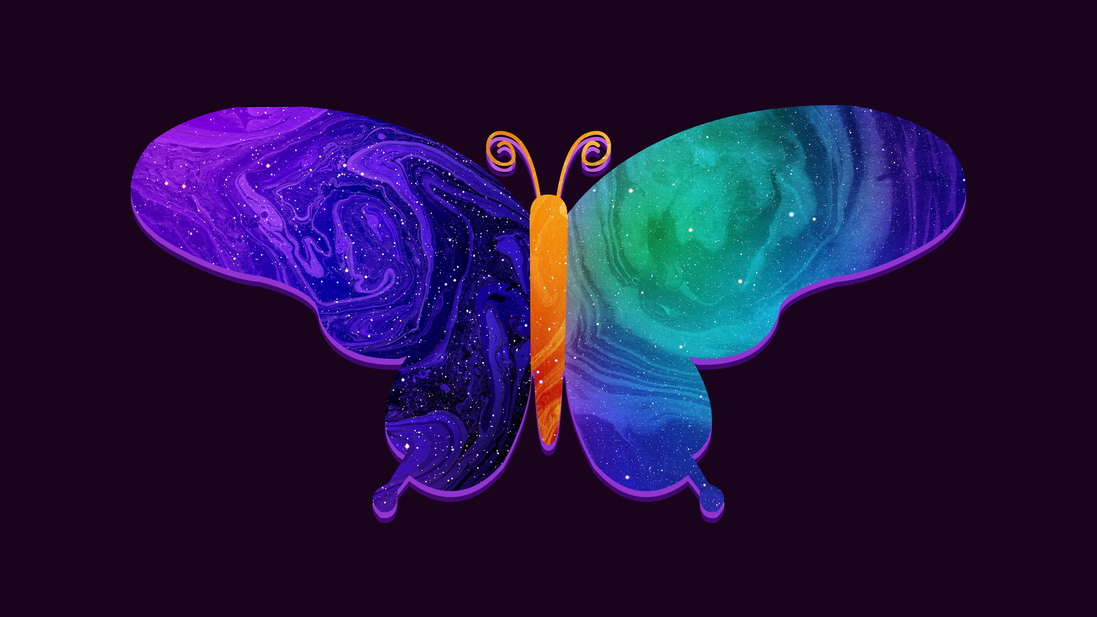 Borboleta, Colorido, Feminino, Vívido, Fundo escuro, Arte digital, Estética escura