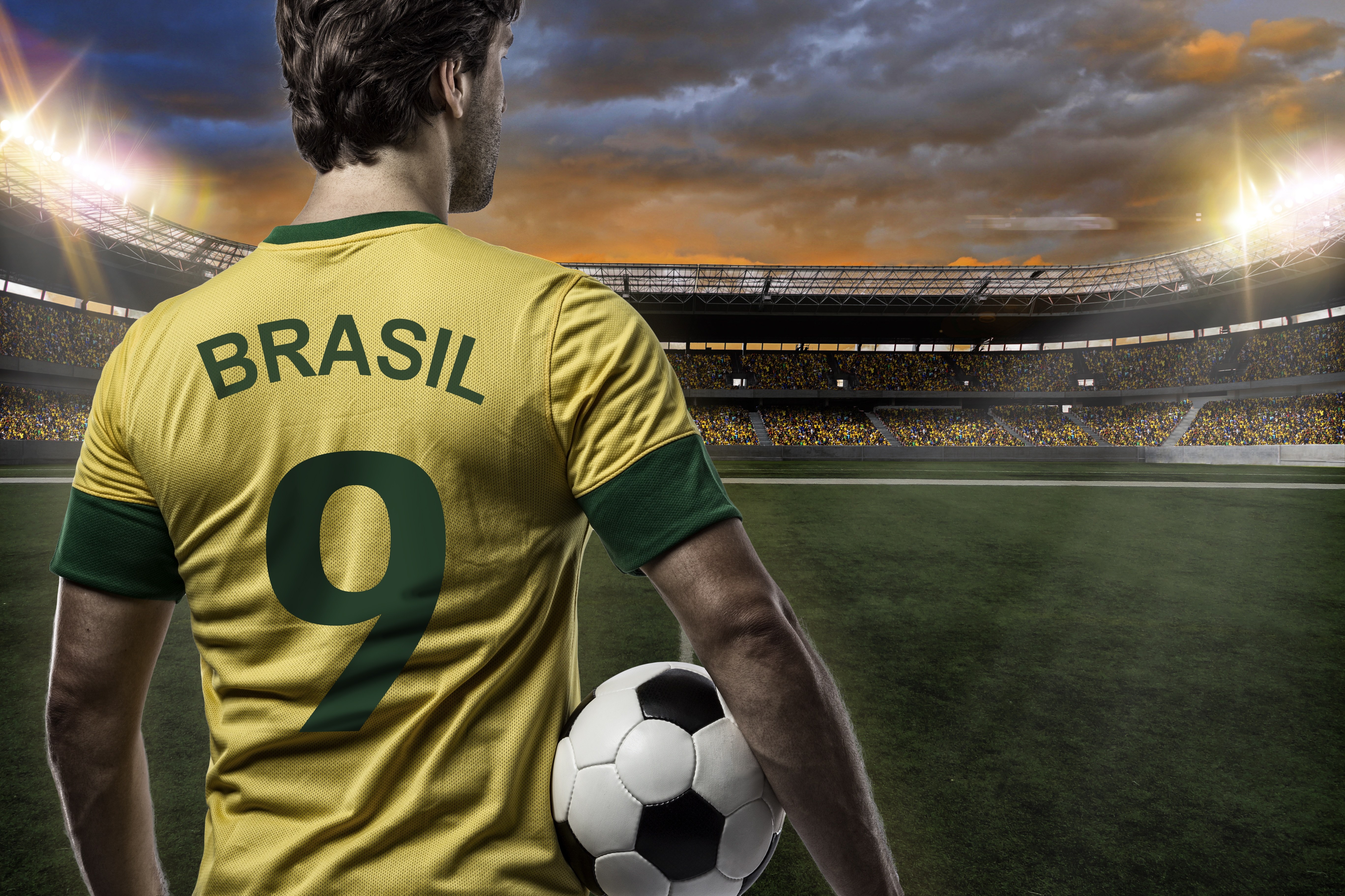 Brasil, Jogador de futebol, Jogador de futebol, Campo de futebol, 5K, Copa do Mundo FIFA