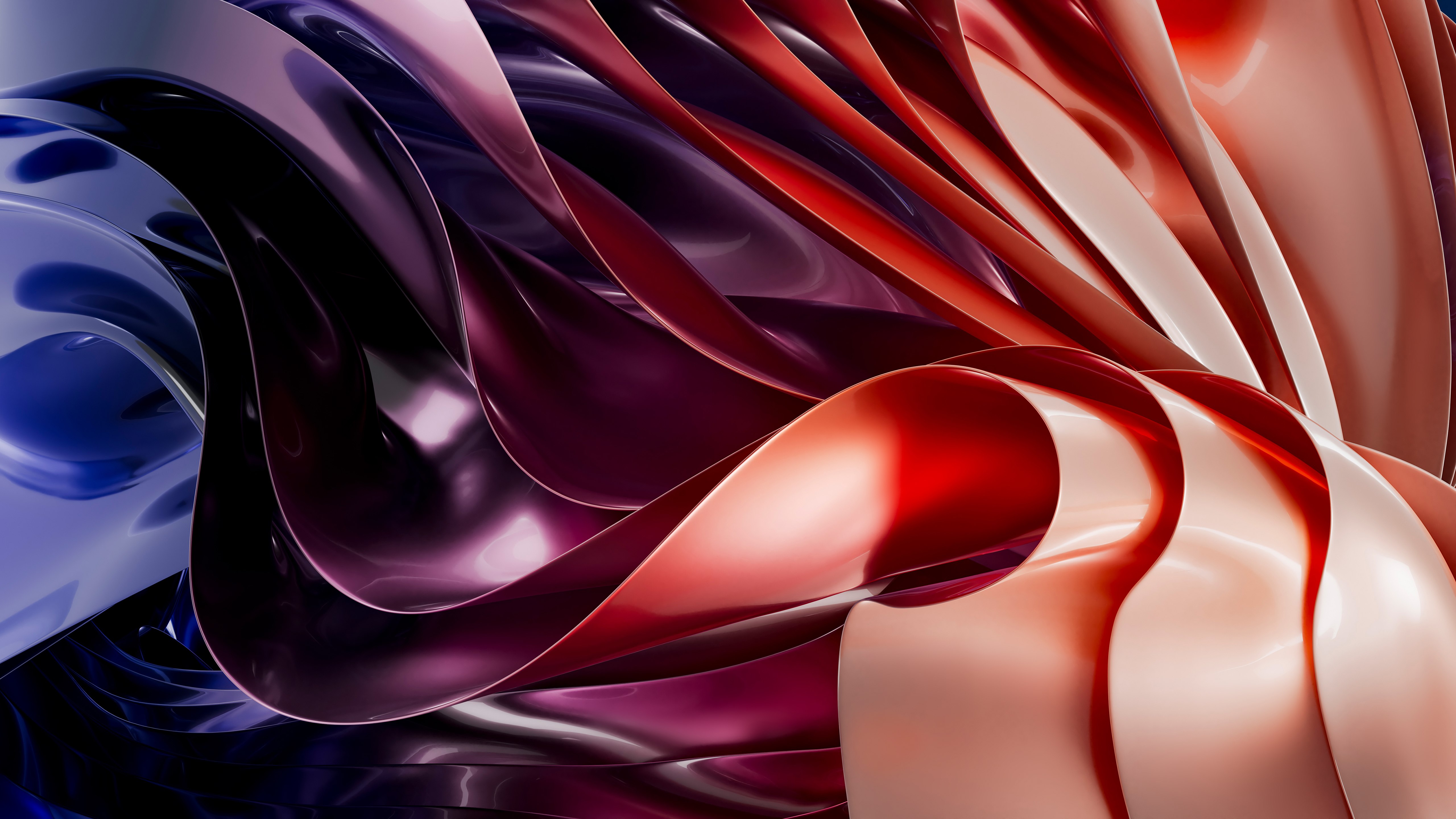 Brilhante, Arte abstrata, 3D Render, Colorido, Ondas, Dinâmico, 5K