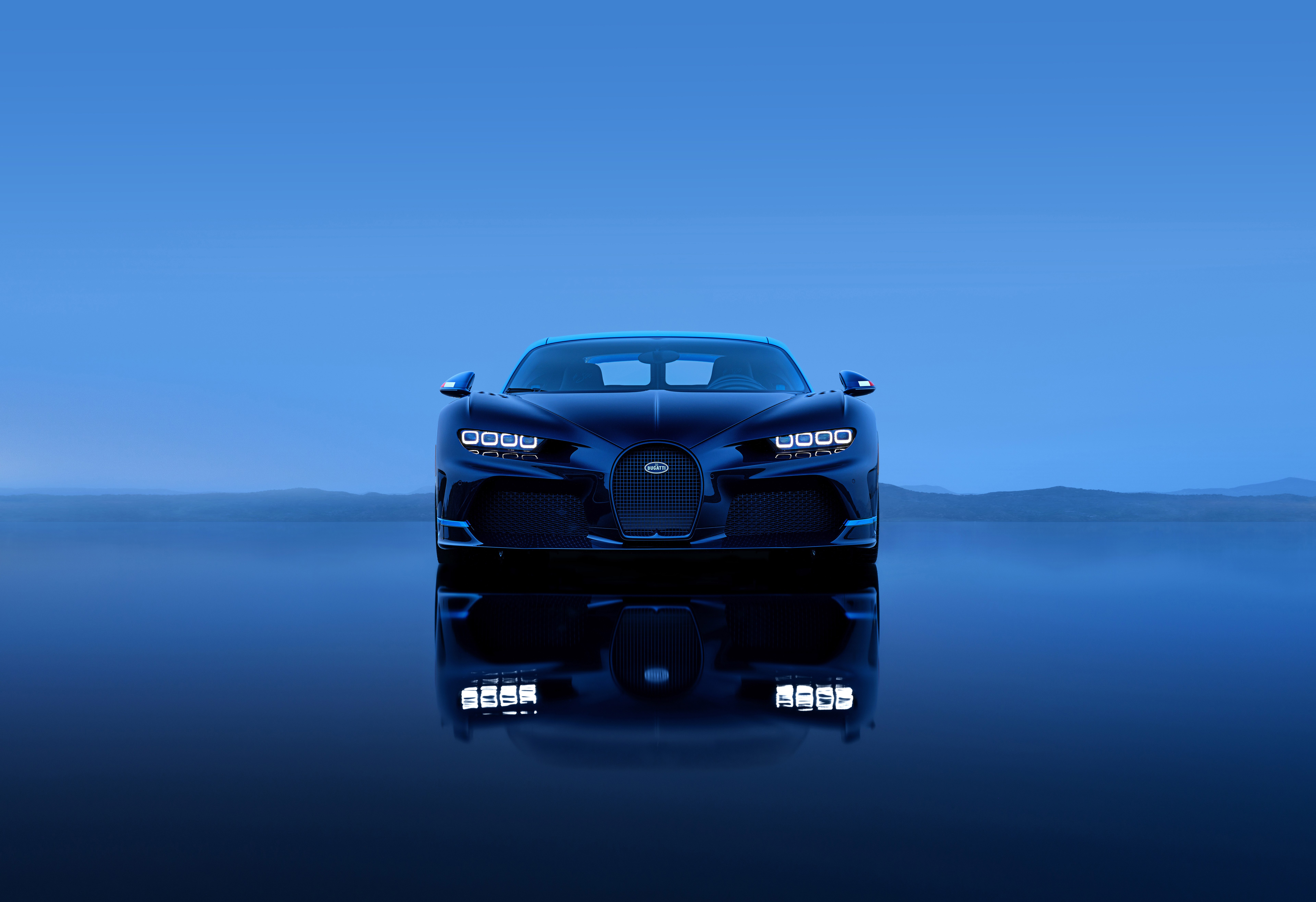 Bugatti Chiron, 8K, Abstrato azul, 5K