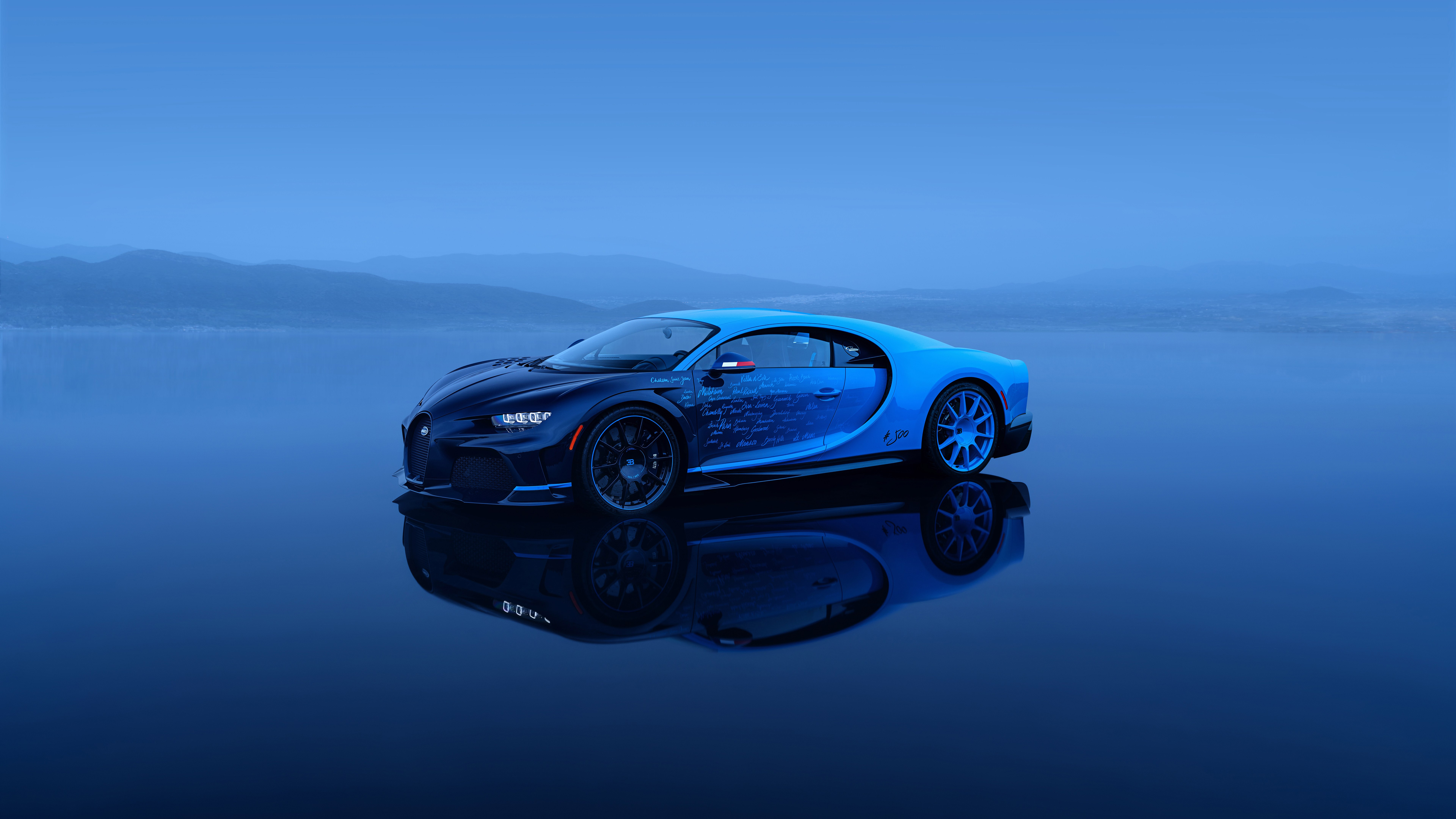 Bugatti Chiron, Estética azul, 5K, 8K