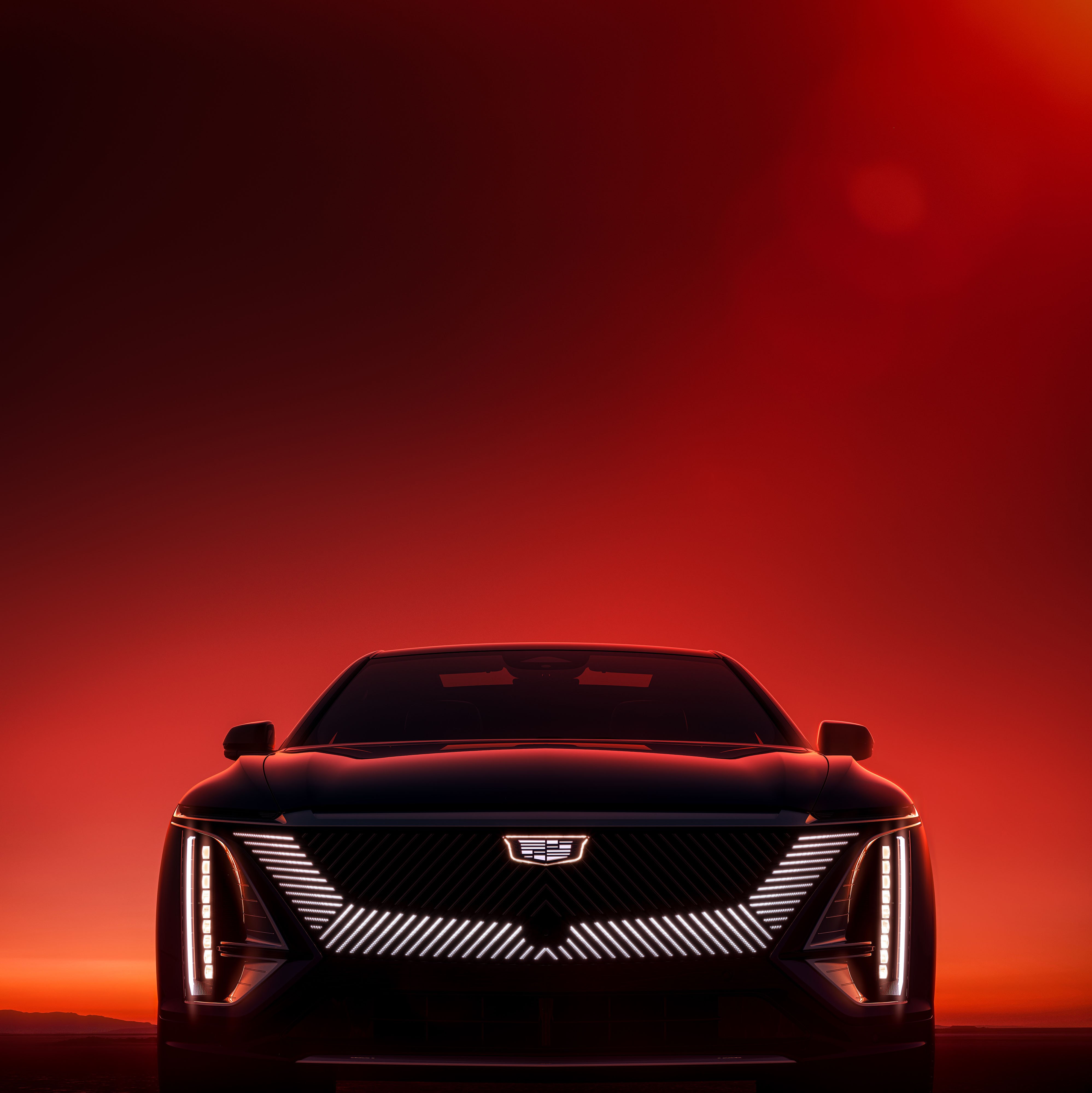 Cadillac Lyriq, Carros elétricos, SUV elétrico, Fundo vermelho