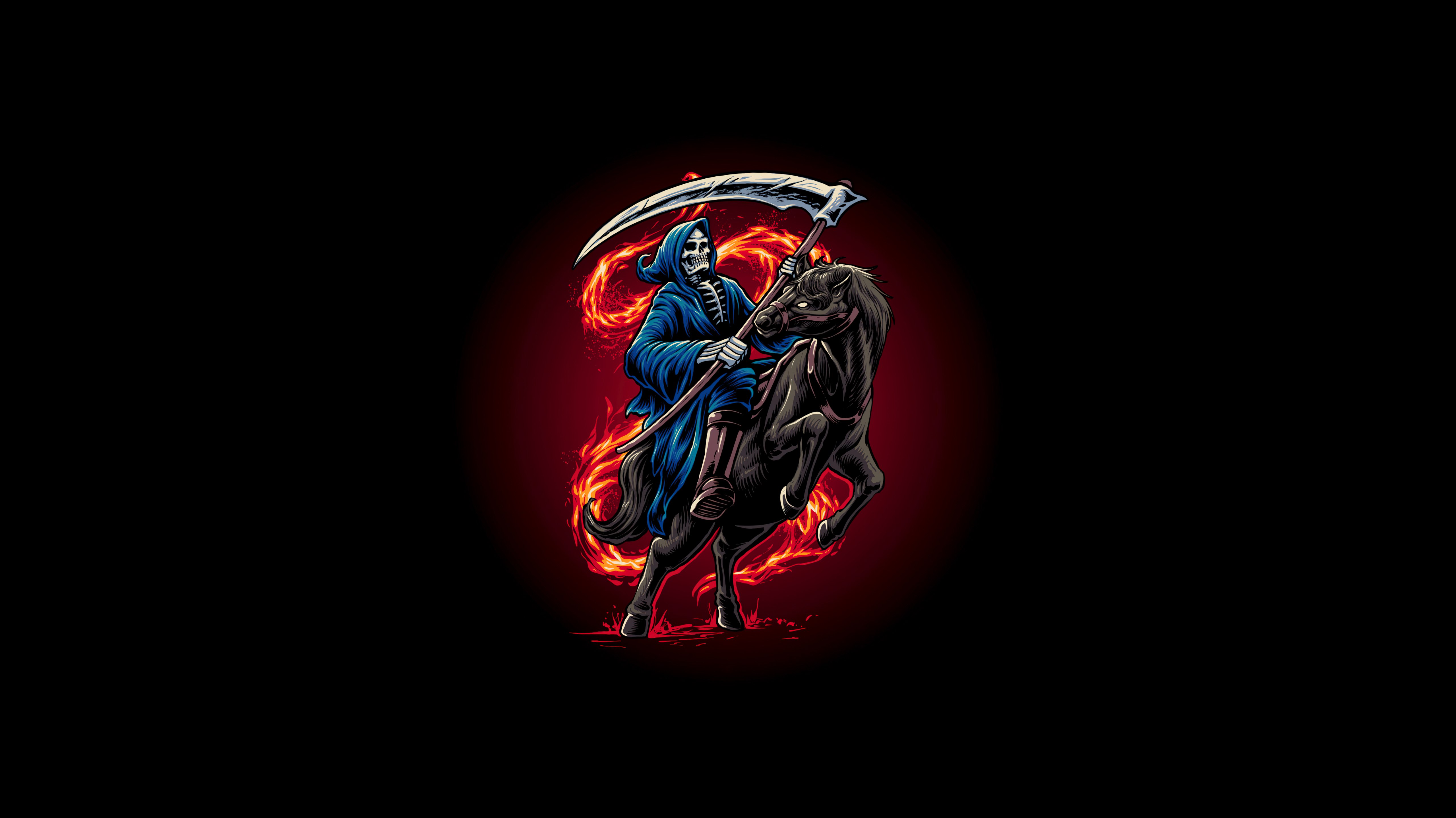 Ceifador, Cavalo, 5K, AMOLED, Fundo preto