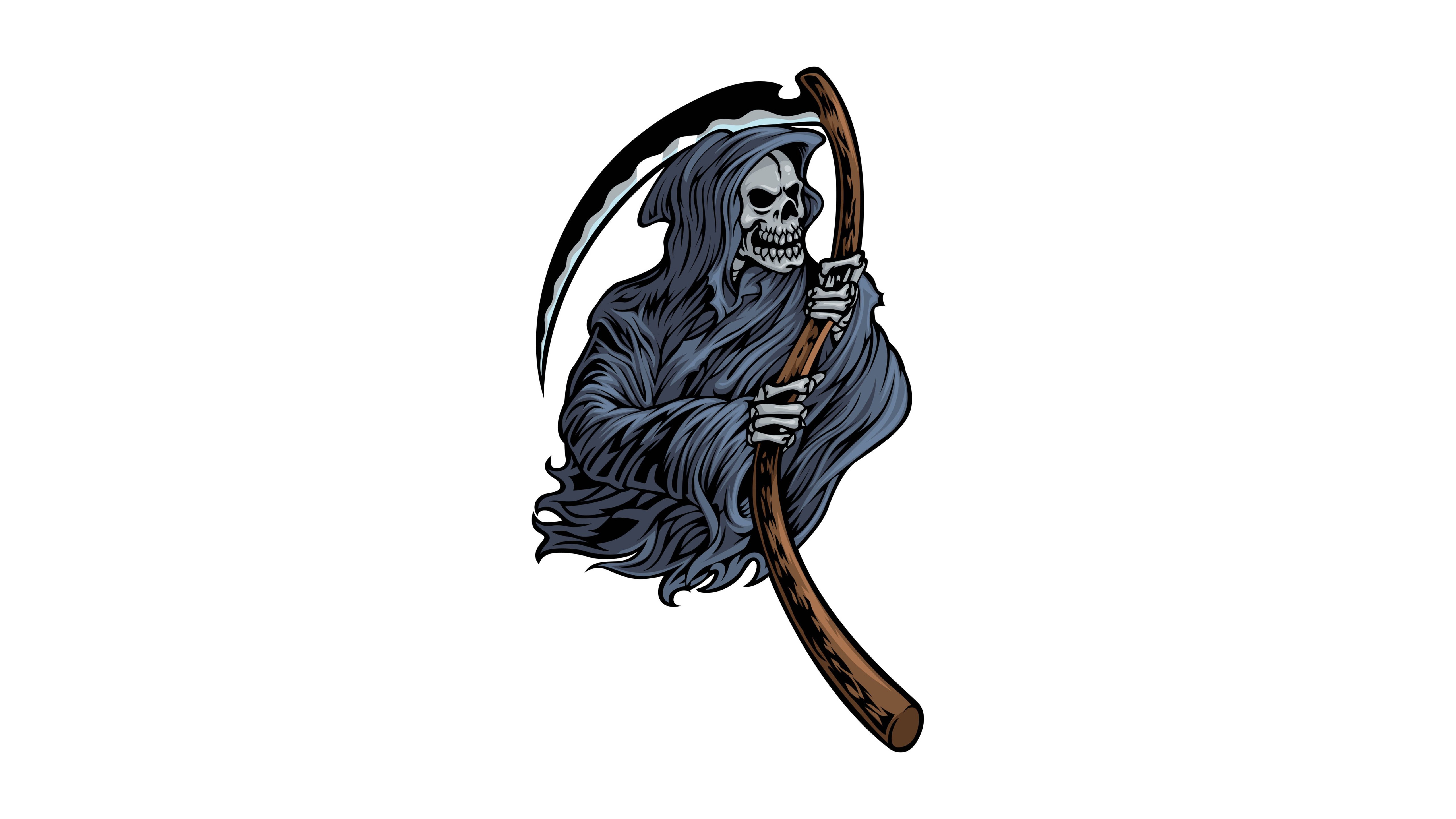Ceifador, Ilustração, Fantasma, Fundo branco, 5k