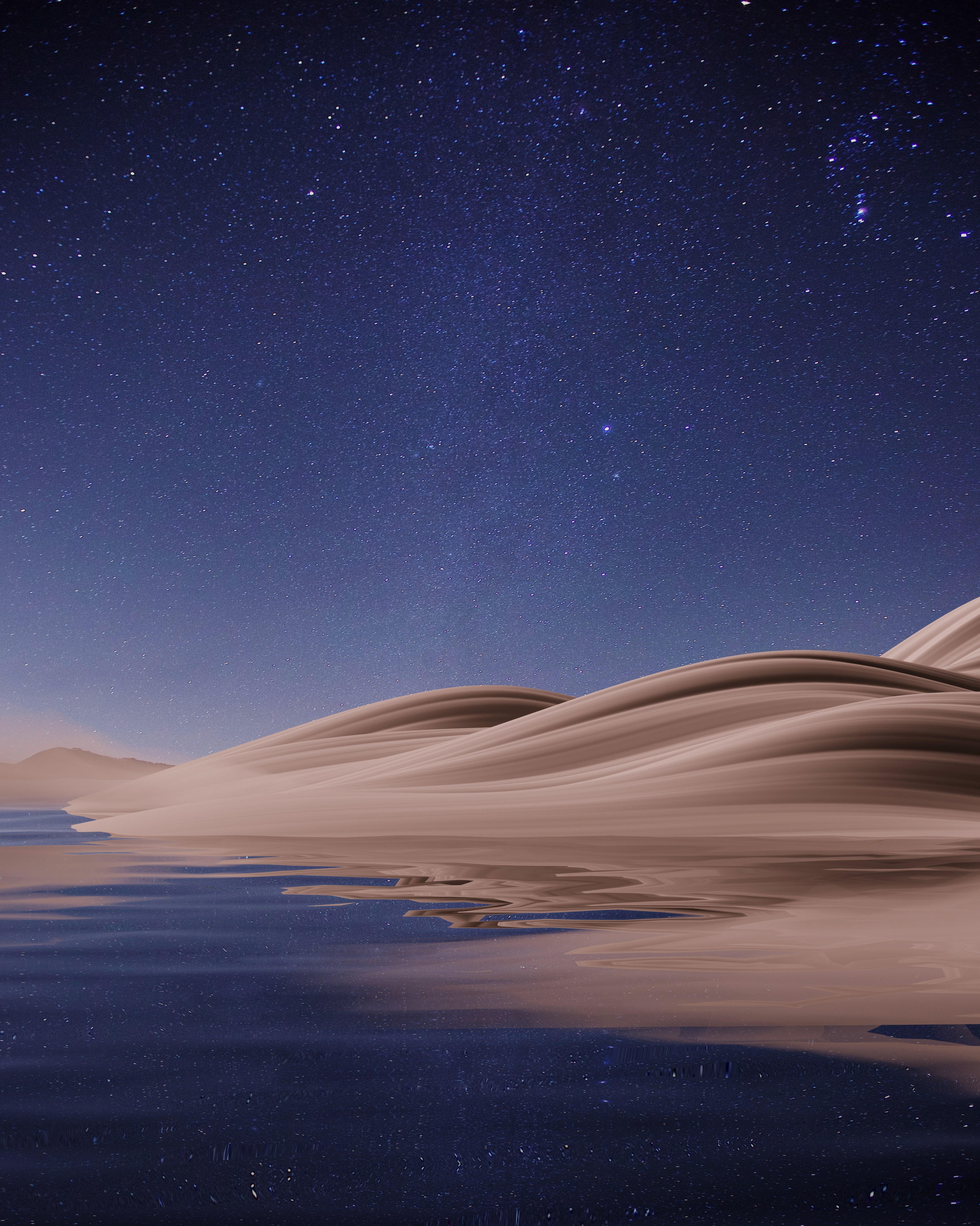 Céu noturno, Céu estrelado, Céu azul, Deserto, Lago, Reflexo, Surreal, Cênico
