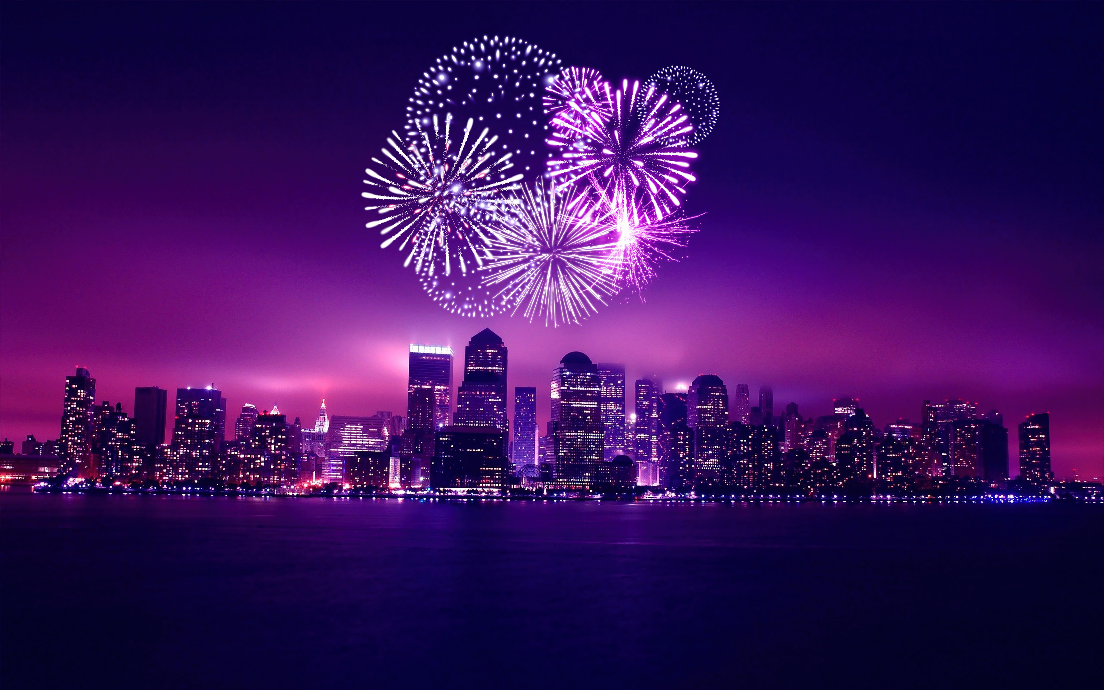 Chicago, Celebrações de Ano Novo, Estética, Roxo, Pôr do sol, Noite, Paisagem urbana, Véspera de Ano Novo, Fogos de artifício, Illinois, Gradiente roxo