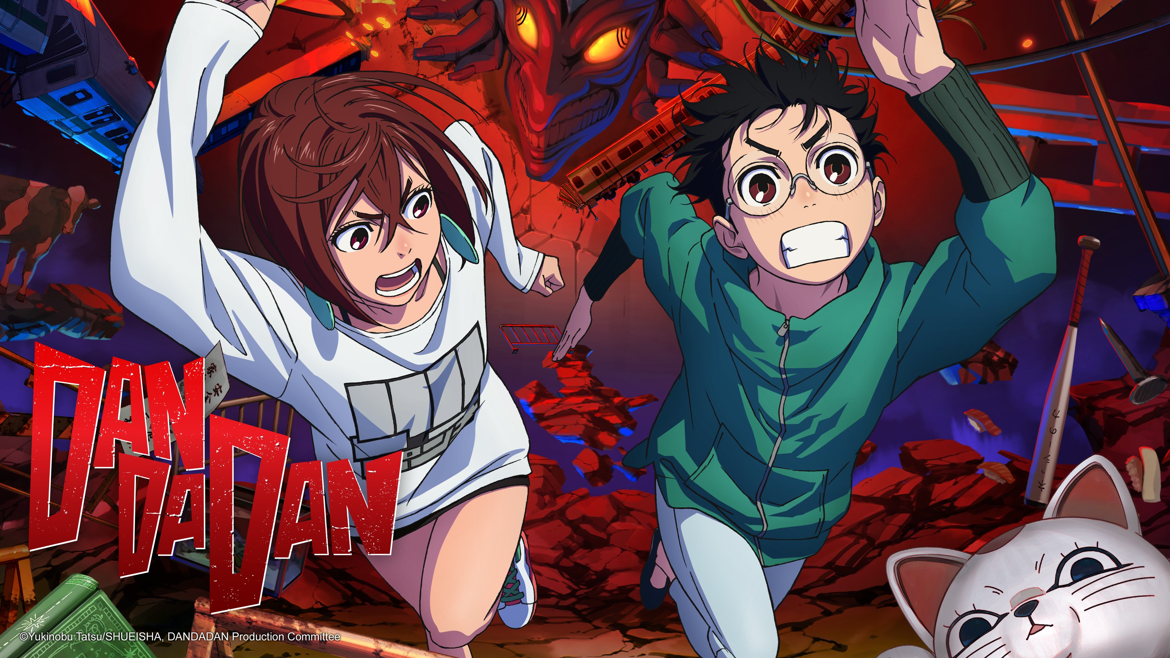 Dandadan, Key Art, Momo (Dandadan), Okarun (Dandadan), Casal de anime