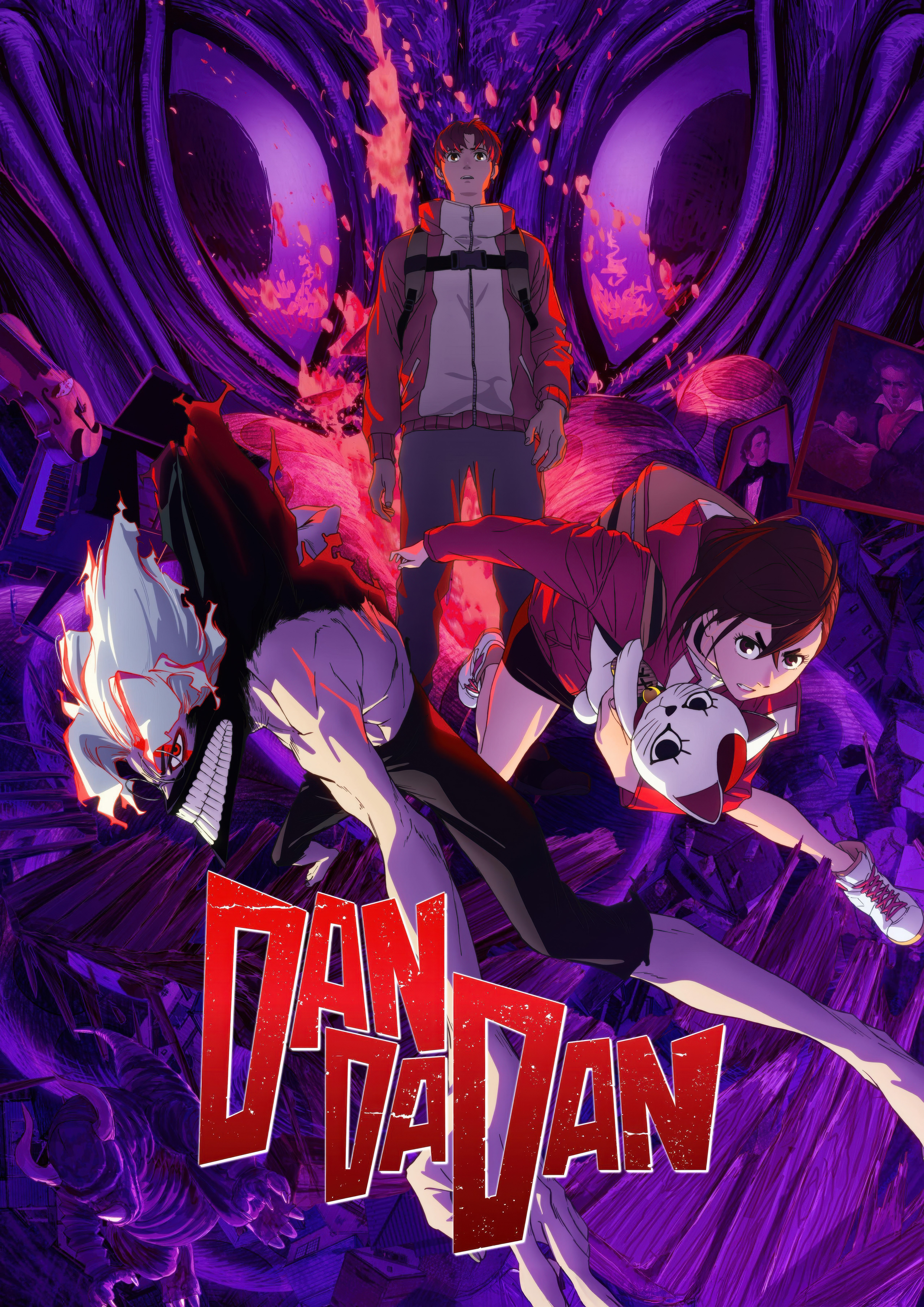 Dandadan, Vertical, Arte de personagem, Momo (Dandadan), Aira (Dandadan), Okarun (Dandadan), 5K