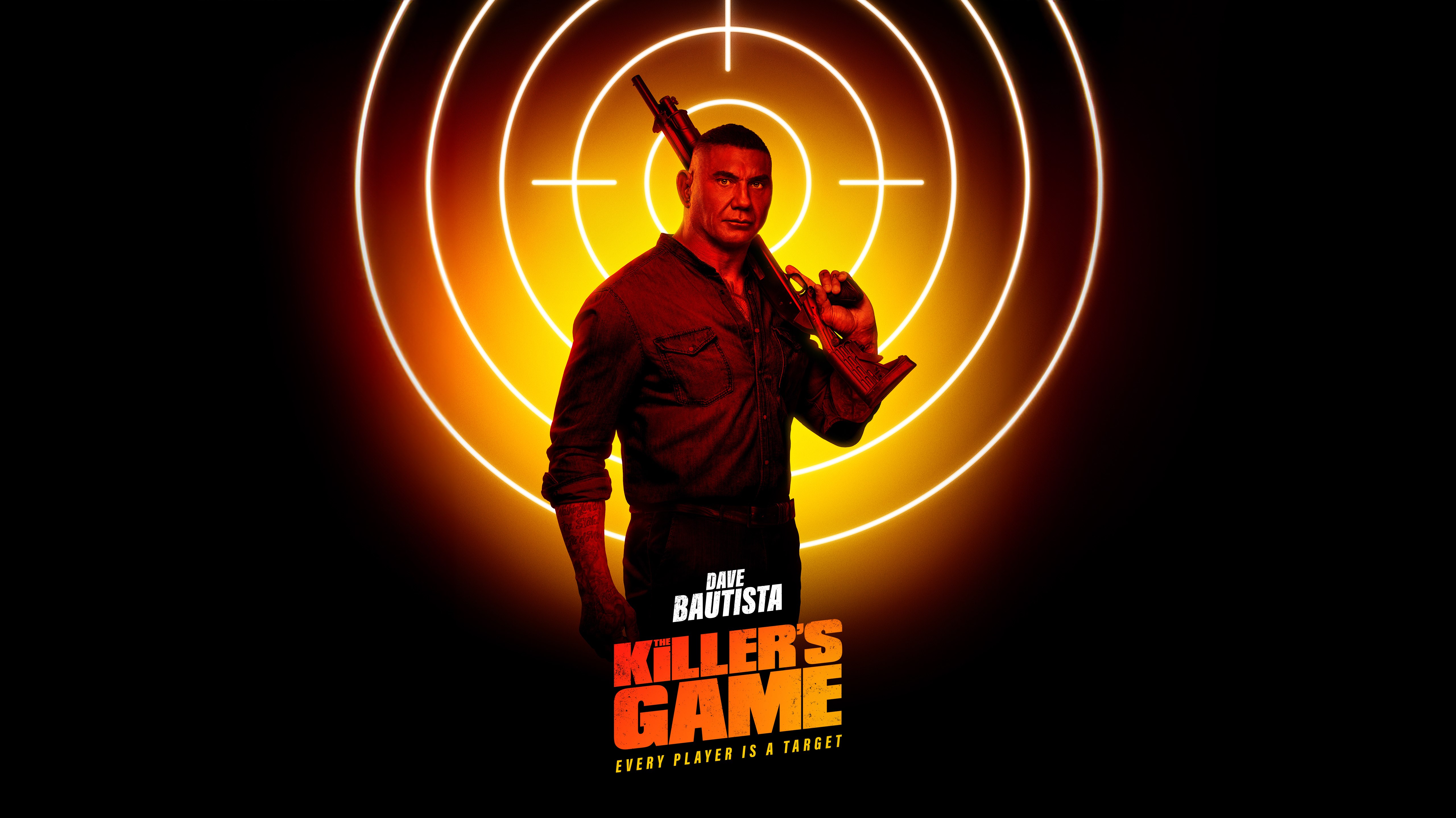 Dave Bautista, The Killer's Game, Filmes de 2024, 5K, AMOLED, Fundo preto