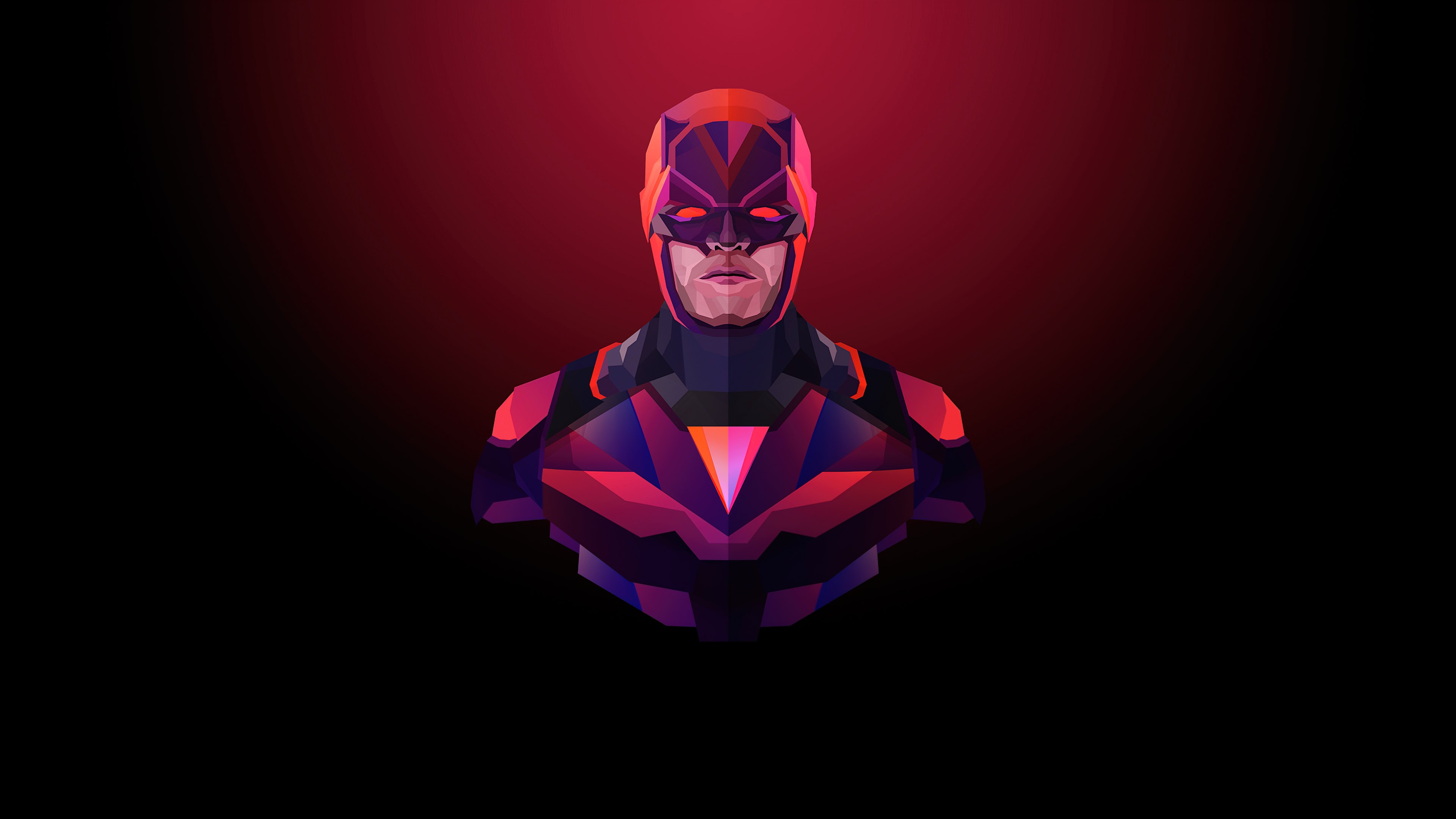 Demolidor, Arte minimalista, Super-heróis da Marvel, Fundo escuro, Vermelho escuro