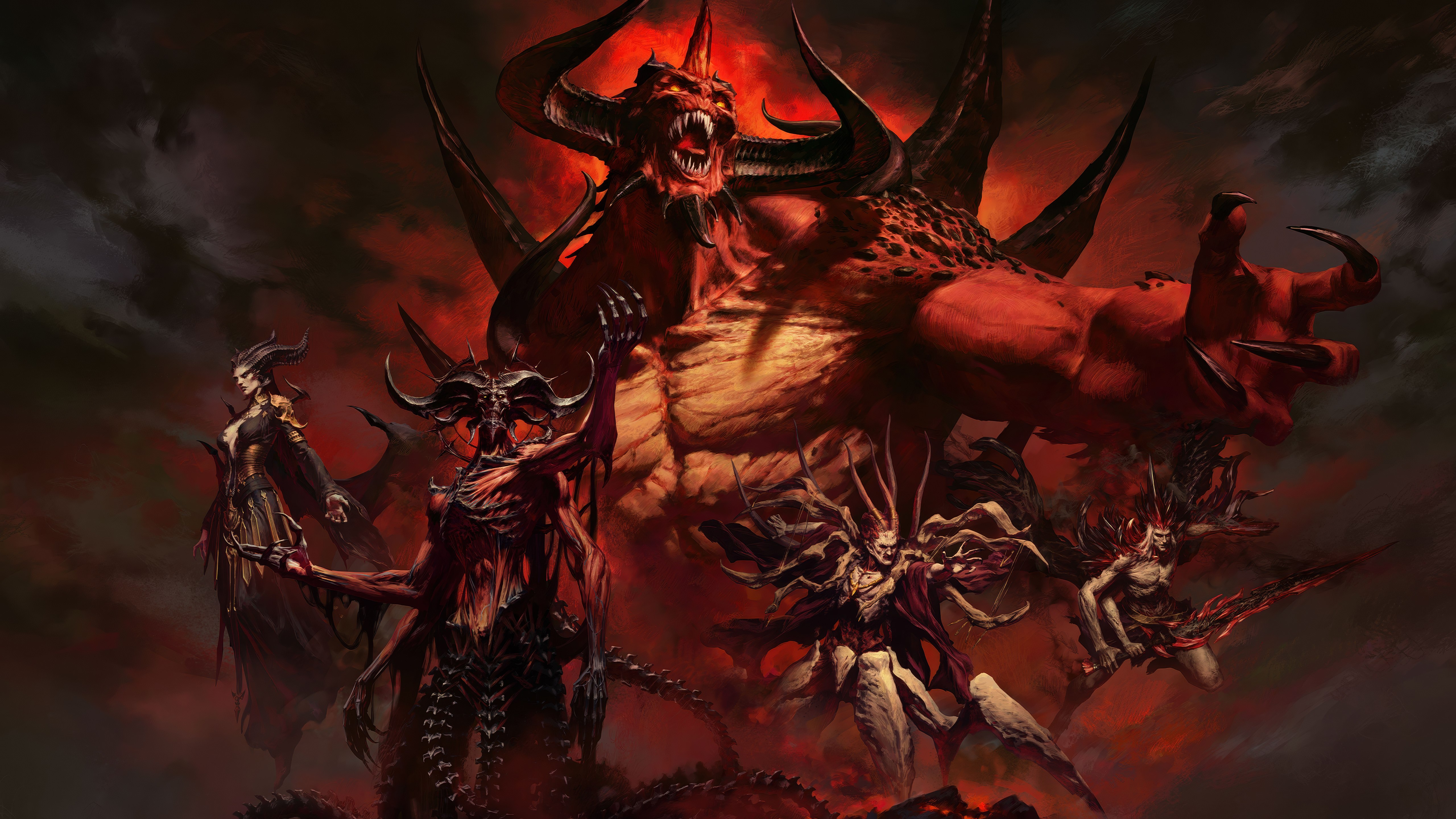 Diablo, 30º aniversário, Pôster do jogo, 5K, Videogame, Lilith, Senhor do Terror, Vermelho escuro