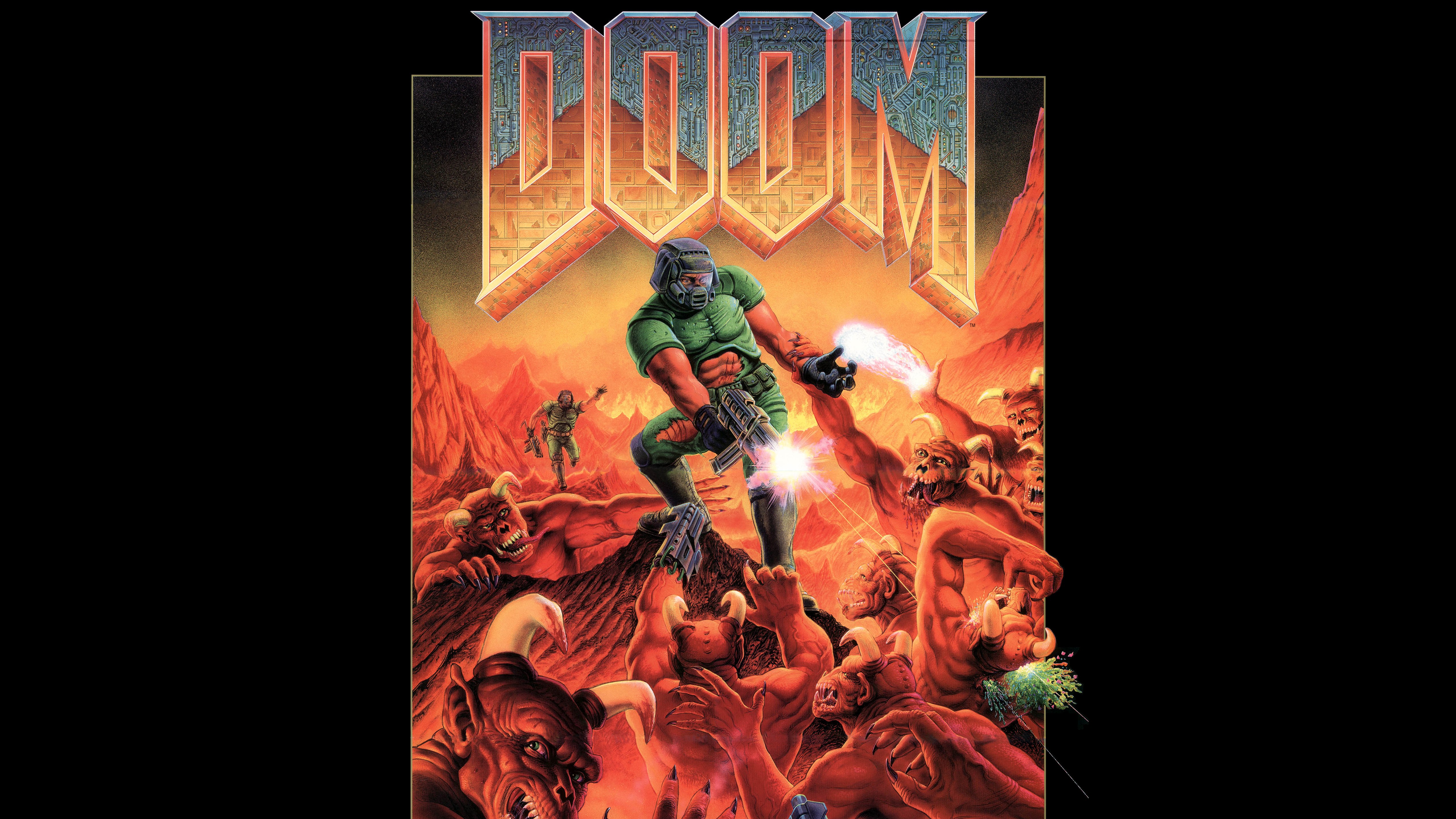 Doom, Cover Art, Fundo preto, 5K