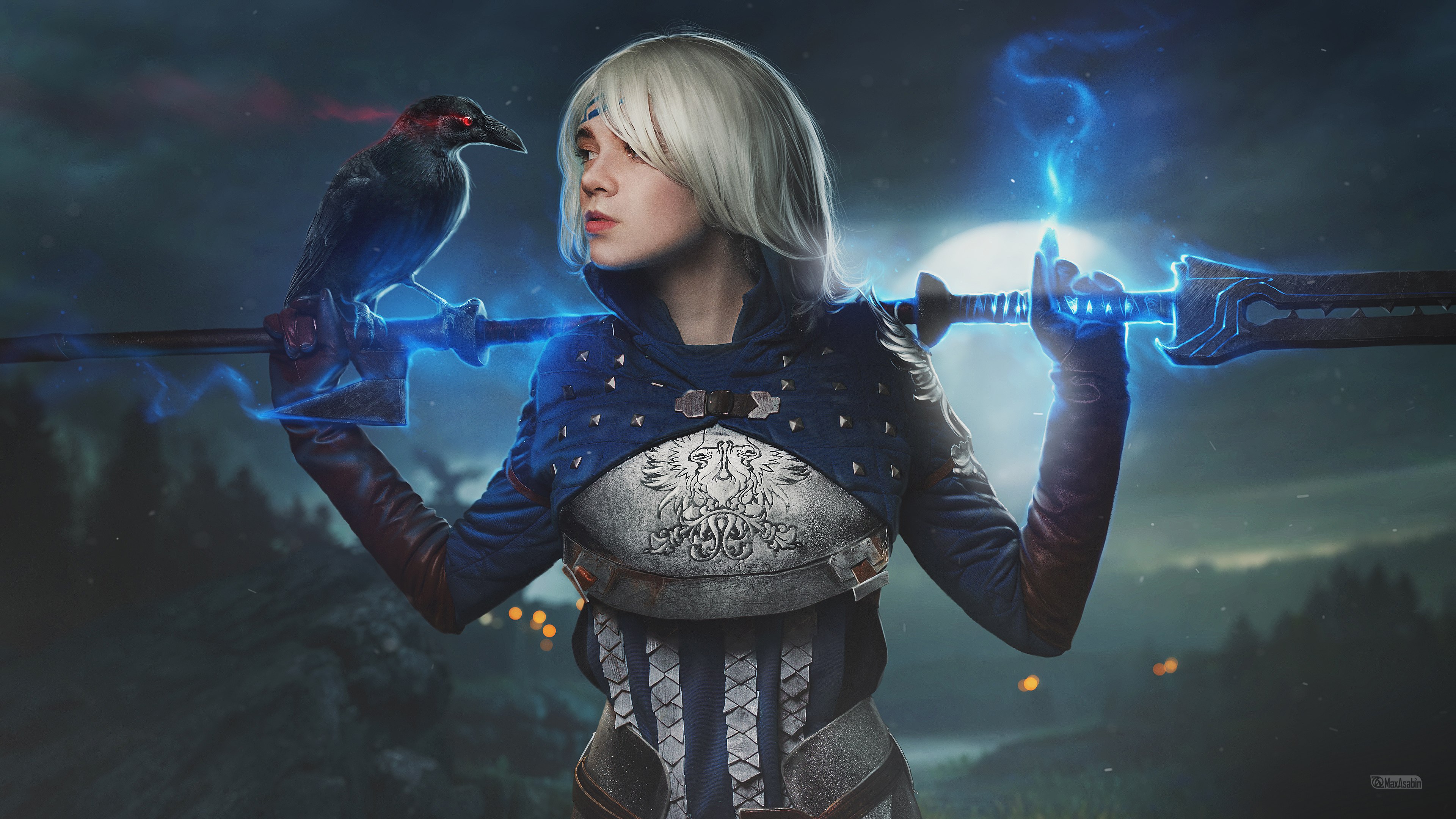 Dragon Age, Cosplay, Crow, Hawke, Mágica, Azul, Garota de fantasia