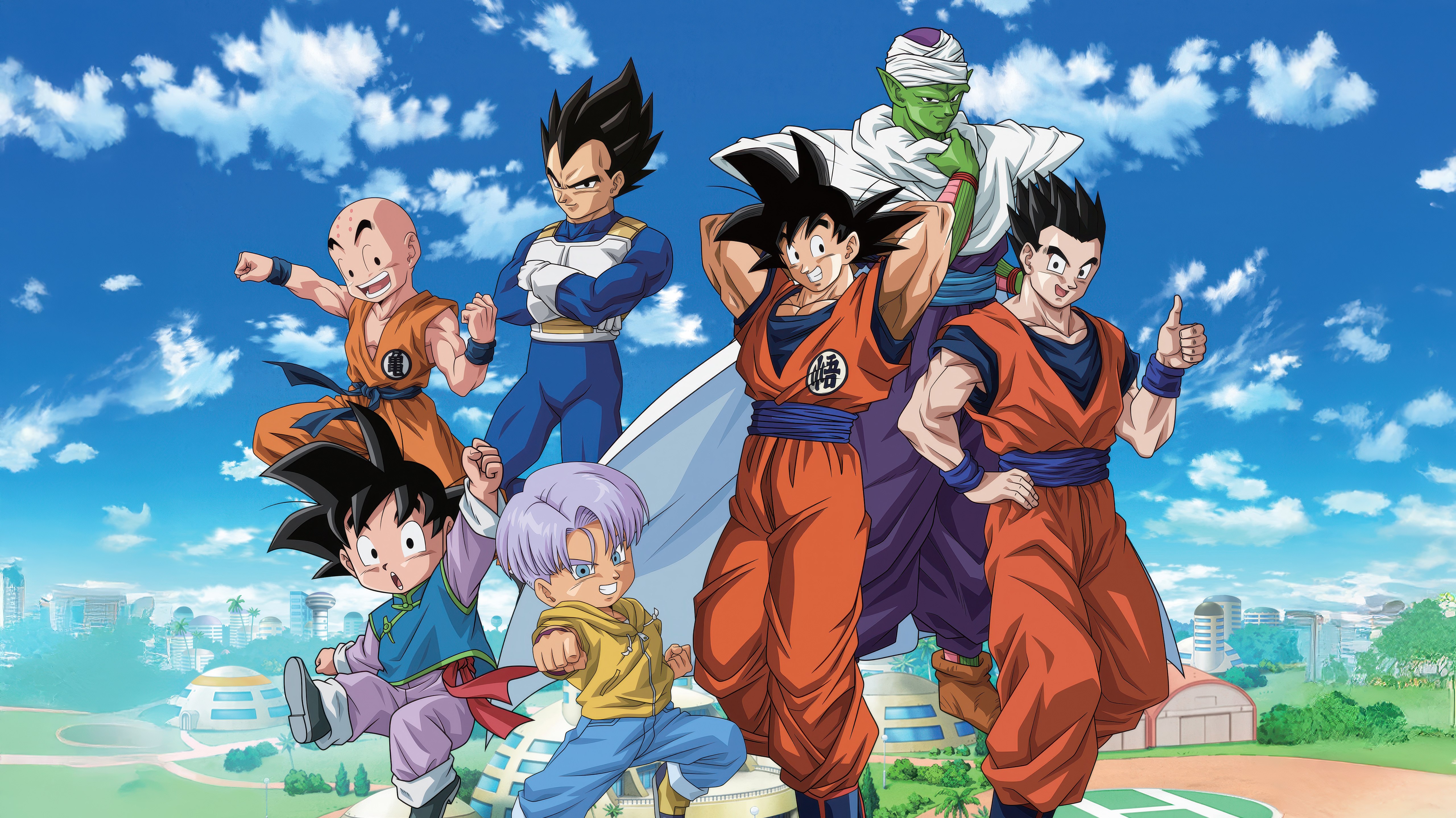 Dragon Ball Super, Grupo, Pôster de personagem, 5K, Goku, Vegeta, Gohan, Piccolo, Trunks