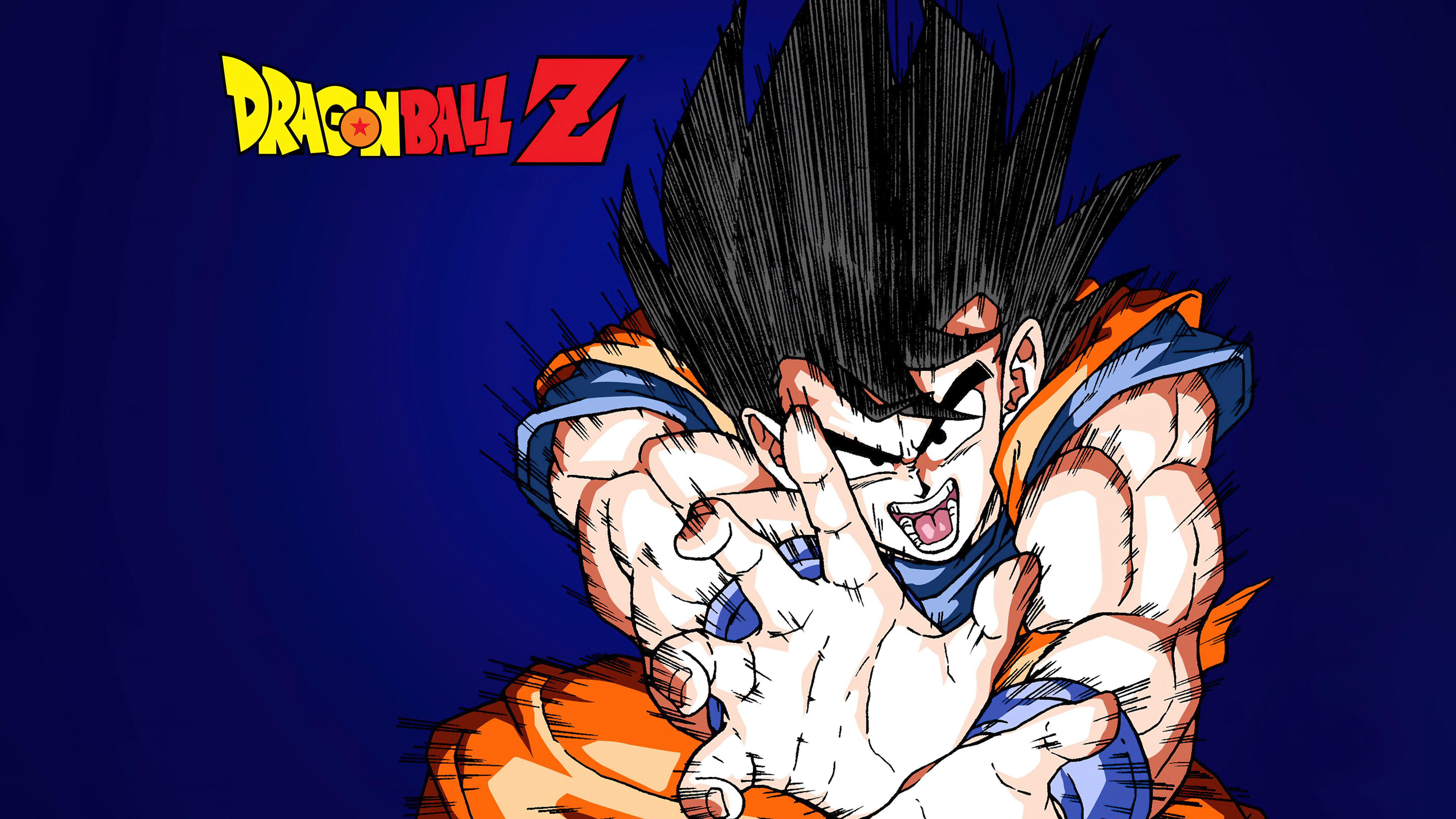 Dragon Ball Z, Goku, Fundo azul, Azul escuro, 5K