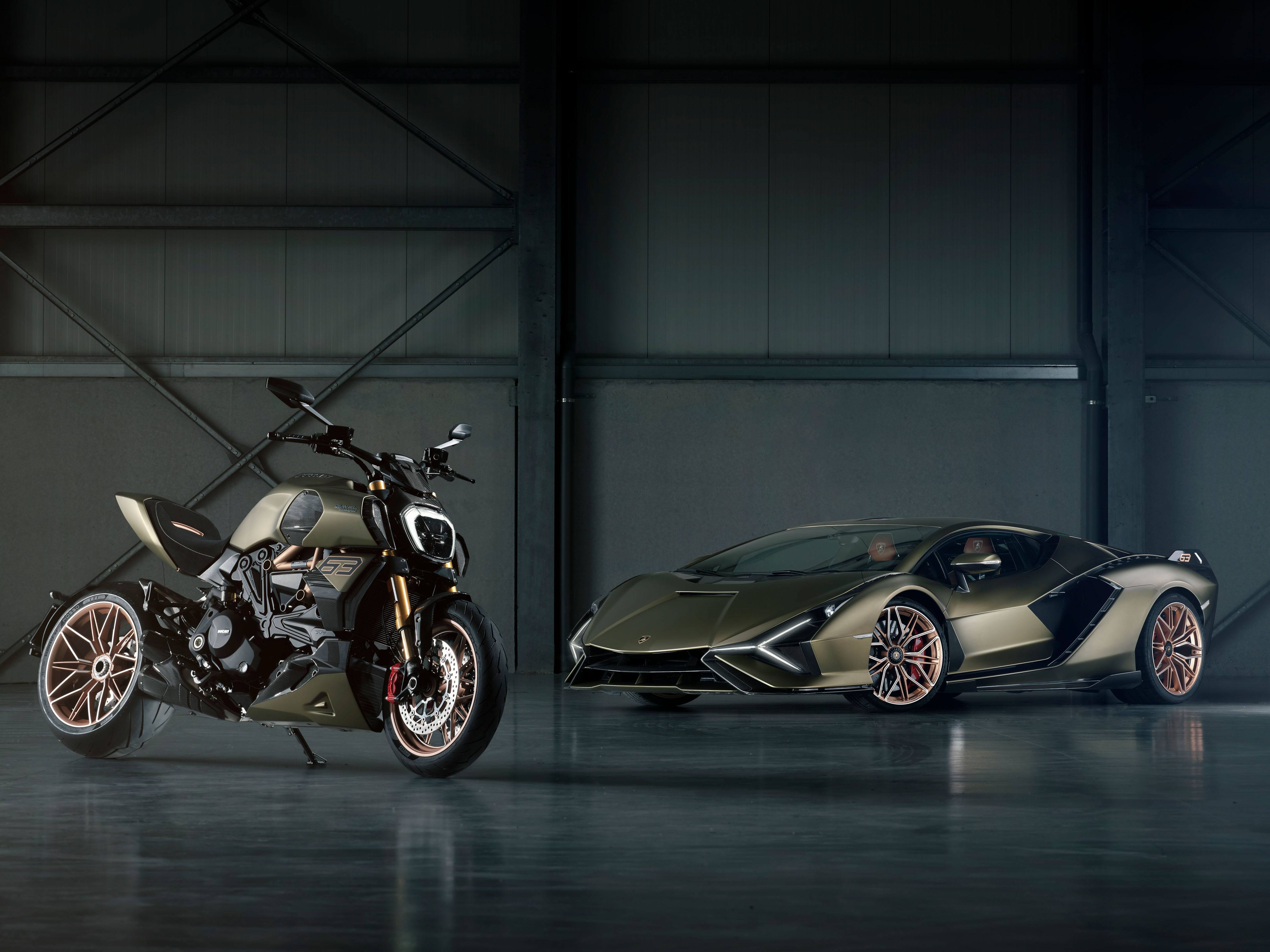 Ducati Diavel 1260 Lamborghini, 5K, Lamborghini Sián FKP 37, 2021
