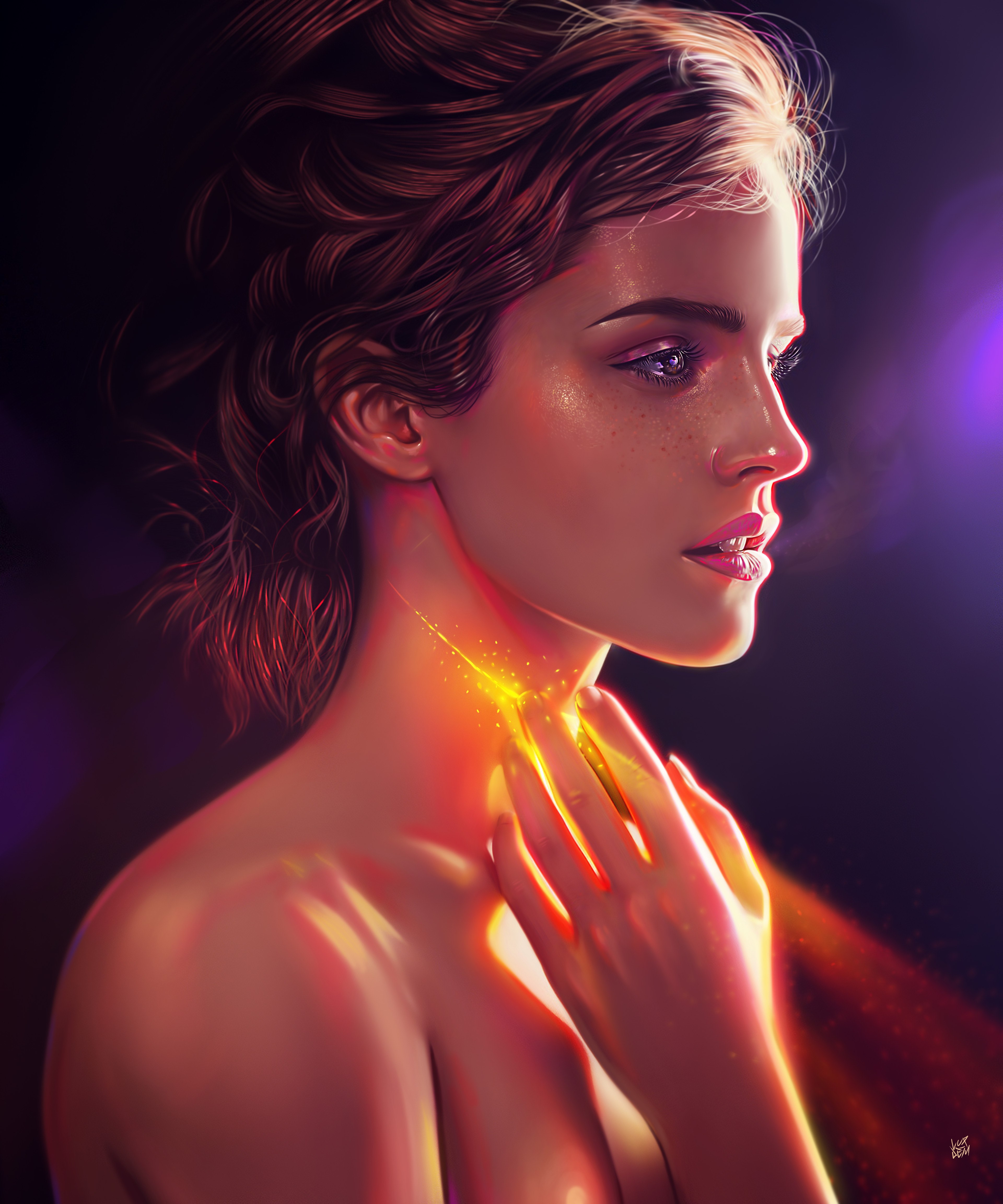 Emma Watson, Estética, Atriz americana, Retrato, Atriz linda, Mágica, Vívida, Pintura, Ilustração