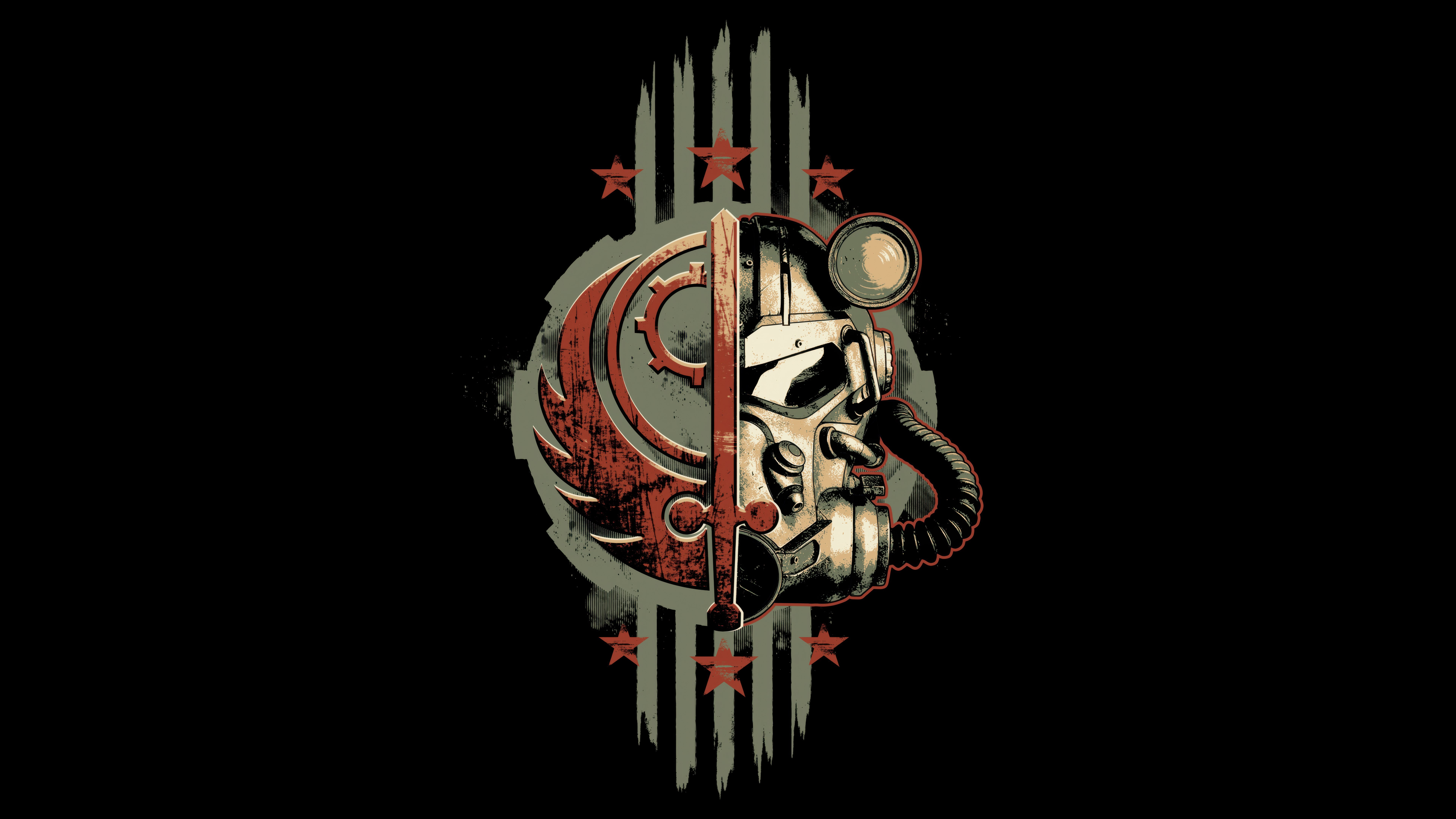 Fallout, Brotherhood, 8K, Fundo preto, AMOLED, 5K